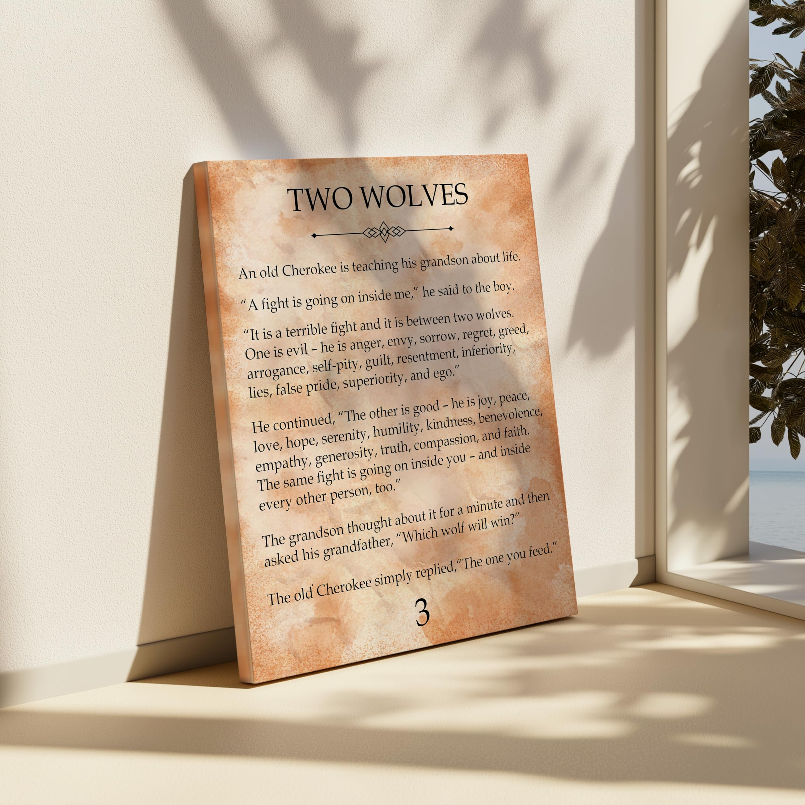 Monem Art Two Wolves Canvas - Cherokee Story Print - Native American Quote Art - Housewarming Gift for Him, Her - Motivational Wall Decor for Bedroom, Nursery - Available in 8x10" to 30x40" - Image 6