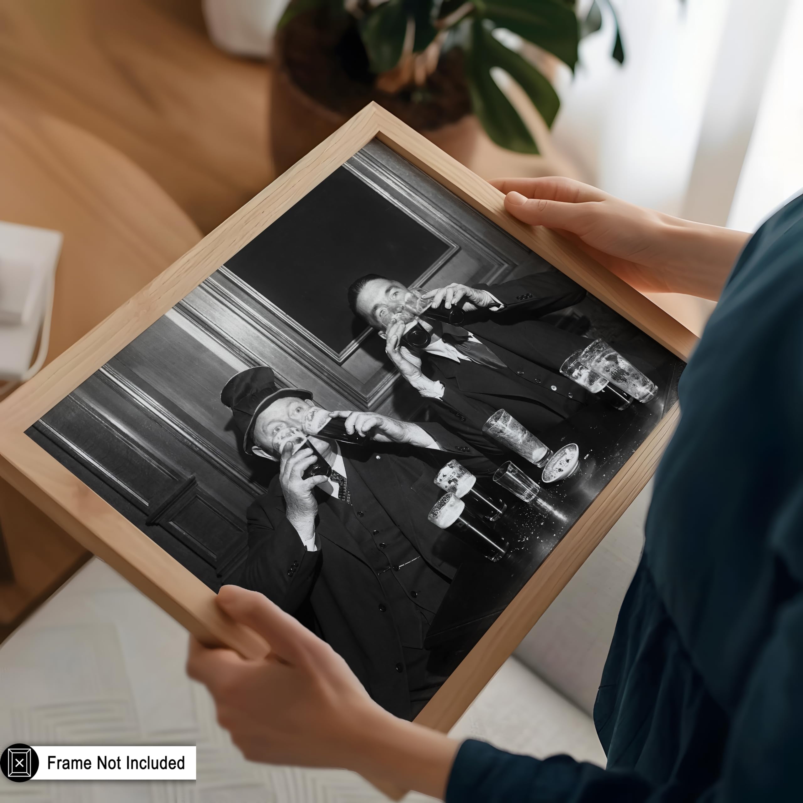 Monem Art Vintage Beer Poster - Retro Men Drinking Beer Print - Black & White Art - Funny Gift for Men, Bartender, Husband - Decor for Restaurant, Bar Man Cave, Kitchen - 8x10 UNFRAMED Wall Art - Image 5