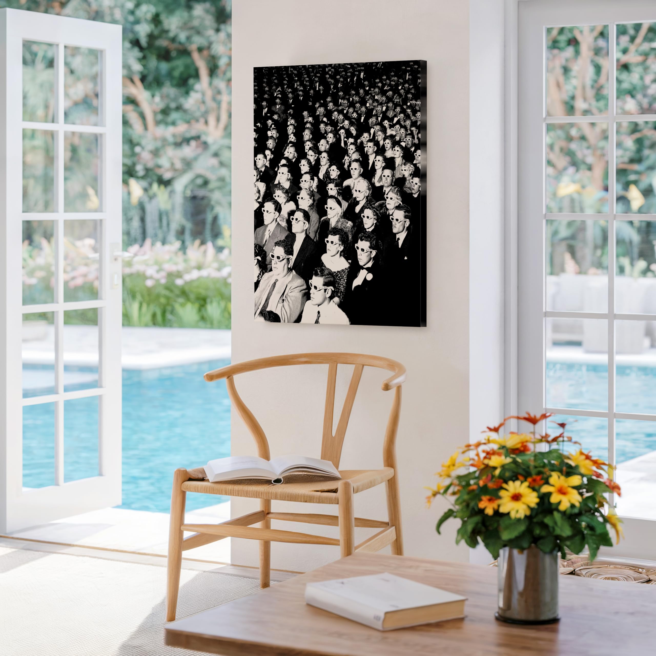Monem Art Vintage Cinema Canvas - Retro Movie Audience Wearing 3D Glasses Print - Black and White Photography Art - Great Living Room or Office Wall Decor - Available in 8x10" to 30x40" - Image 5