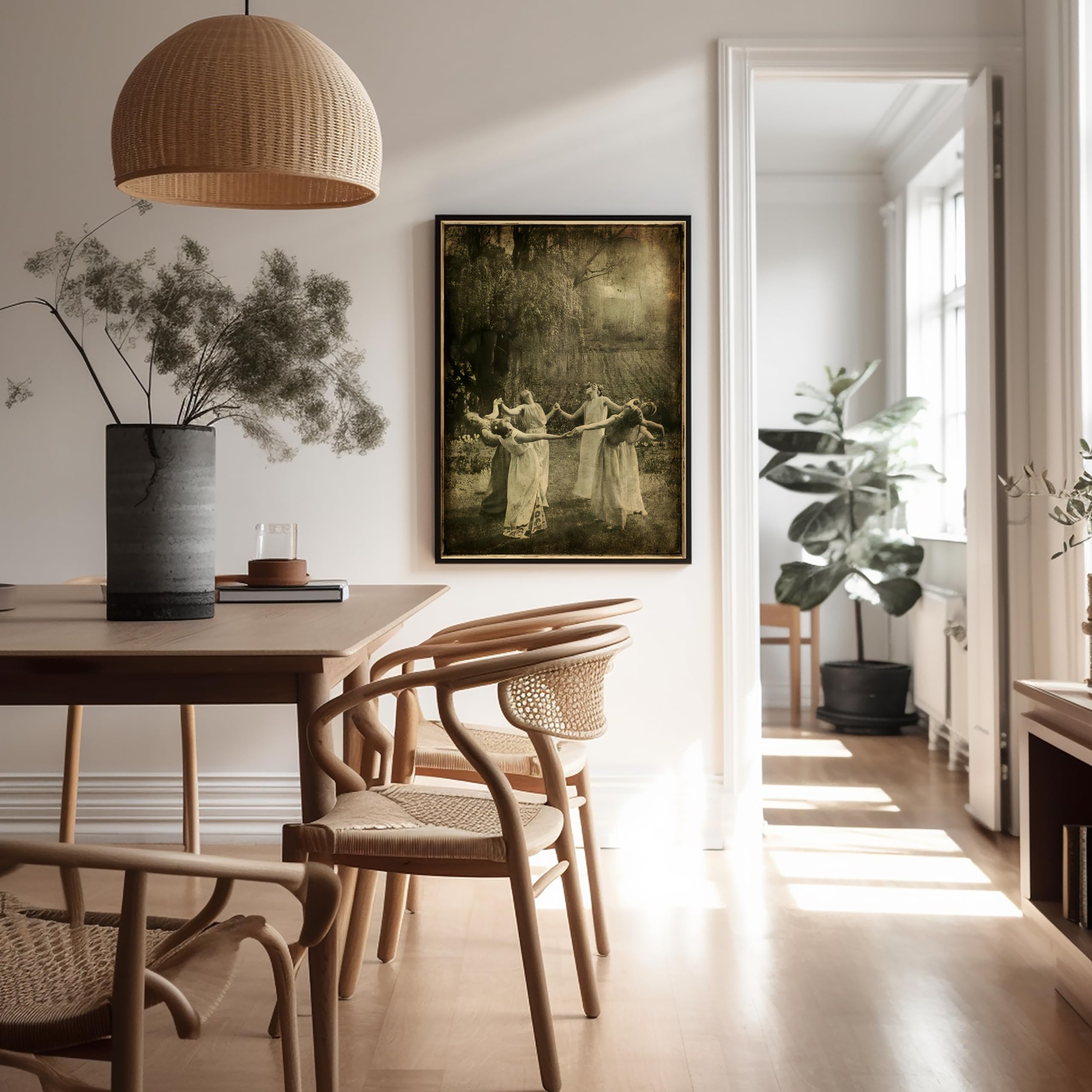 Monem Art Vintage Dancing Moon Girls Print - Circle of Witches Poster - Halloween Art - Gift for Men & Women - Gothic Decor for Living Room or Bedroom - 8x10 UNFRAMED Wall Art - Image 5