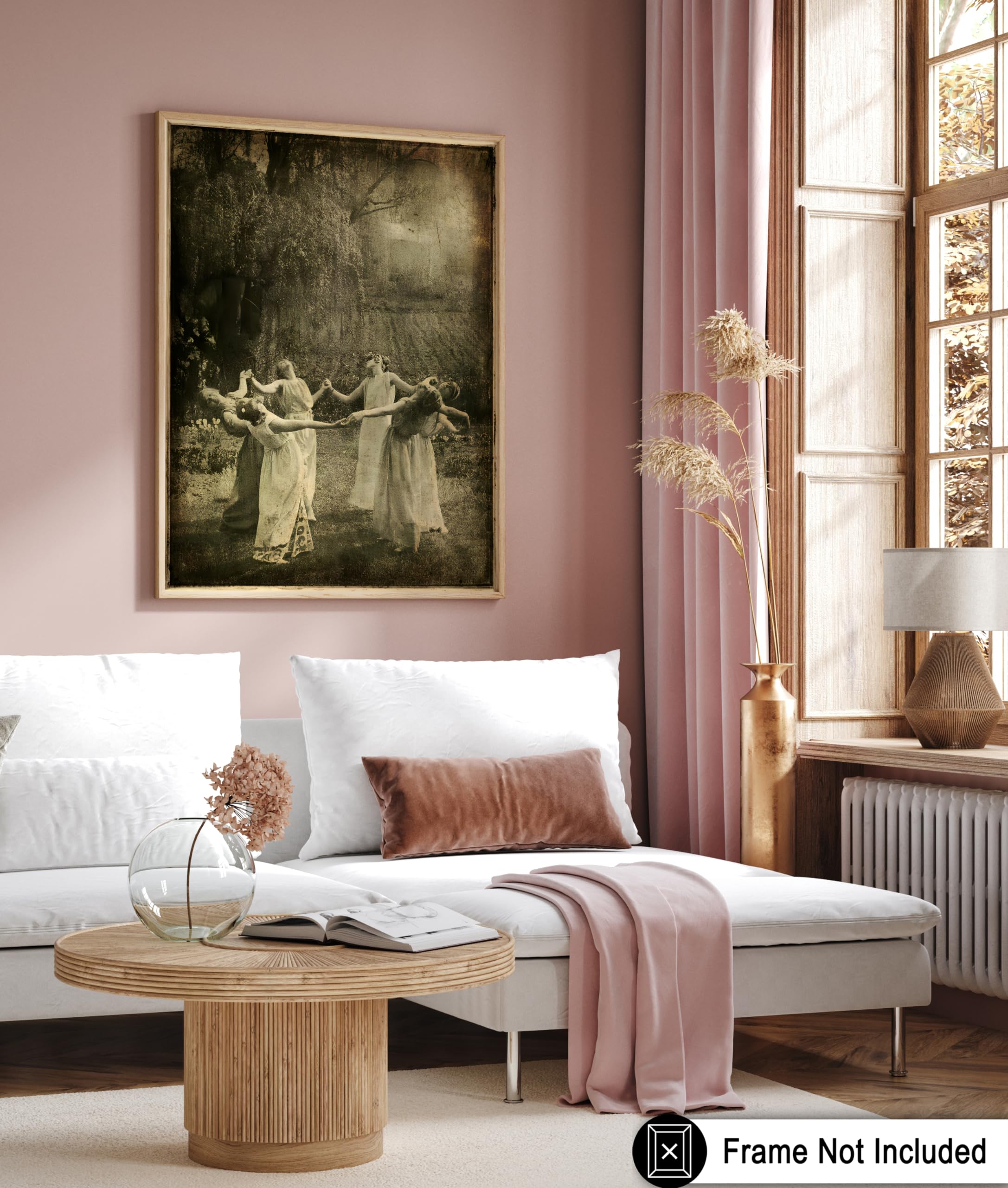 Monem Art Vintage Dancing Moon Girls Print - Circle of Witches Poster - Halloween Art - Gift for Men & Women - Gothic Decor for Living Room or Bedroom - 8x10 UNFRAMED Wall Art - Image 6