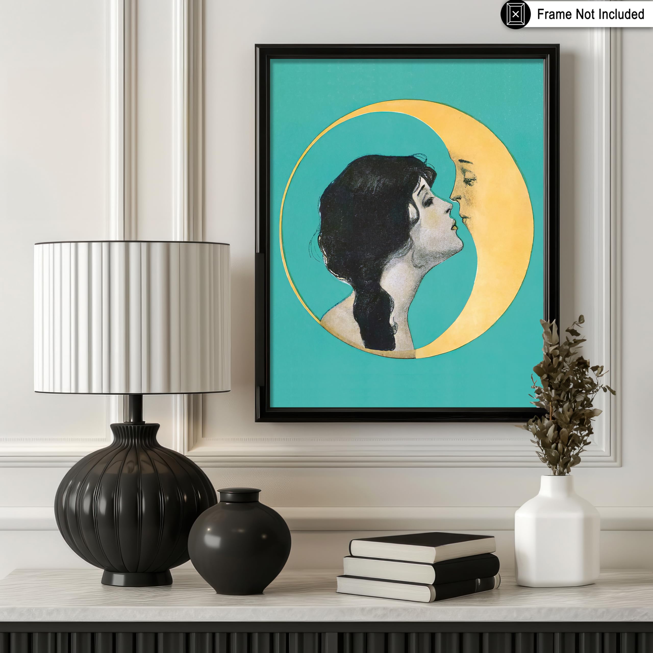 Monem Art Vintage Dear Old Dixie Moon Poster - Woman Kissing Moon Print - Crescent Moon Art - Celestial Art - Gift for Him & Her - Lunar Decor for Bedroom or Living Room - 8x10 UNFRAMED Wall Art - Image 3