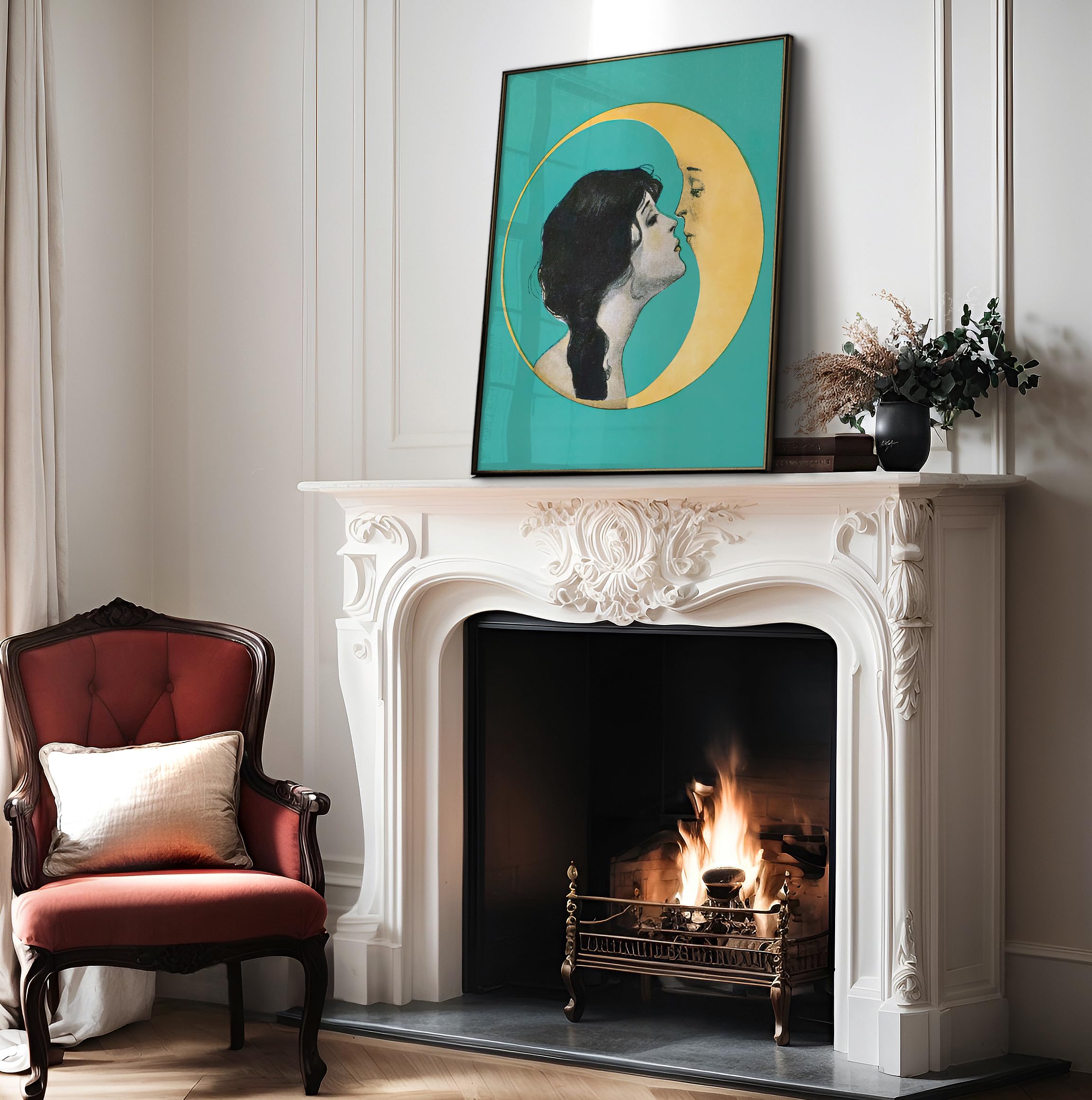 Monem Art Vintage Dear Old Dixie Moon Poster - Woman Kissing Moon Print - Crescent Moon Art - Celestial Art - Gift for Him & Her - Lunar Decor for Bedroom or Living Room - 8x10 UNFRAMED Wall Art - Image 4