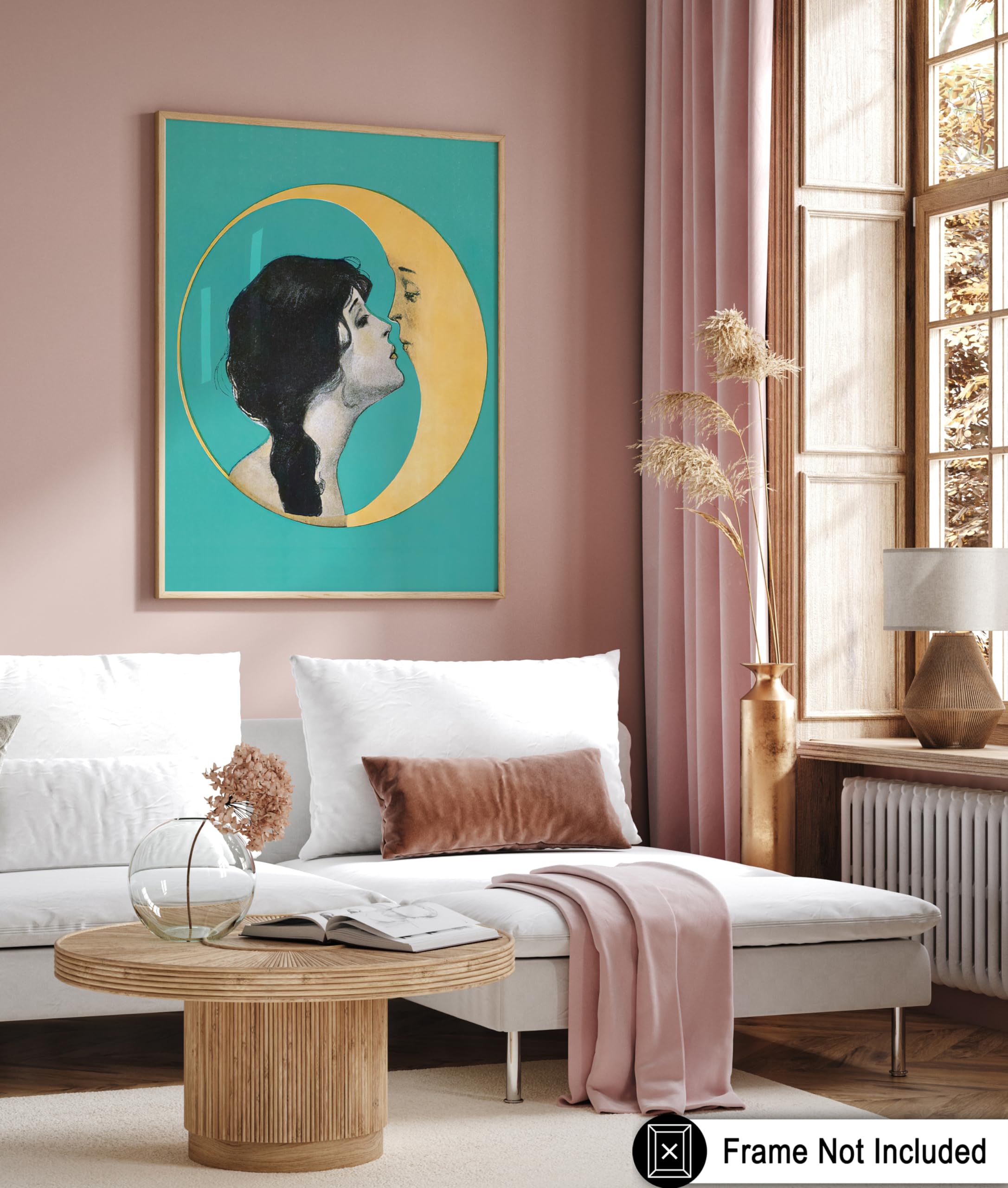 Monem Art Vintage Dear Old Dixie Moon Poster - Woman Kissing Moon Print - Crescent Moon Art - Celestial Art - Gift for Him & Her - Lunar Decor for Bedroom or Living Room - 8x10 UNFRAMED Wall Art - Image 6