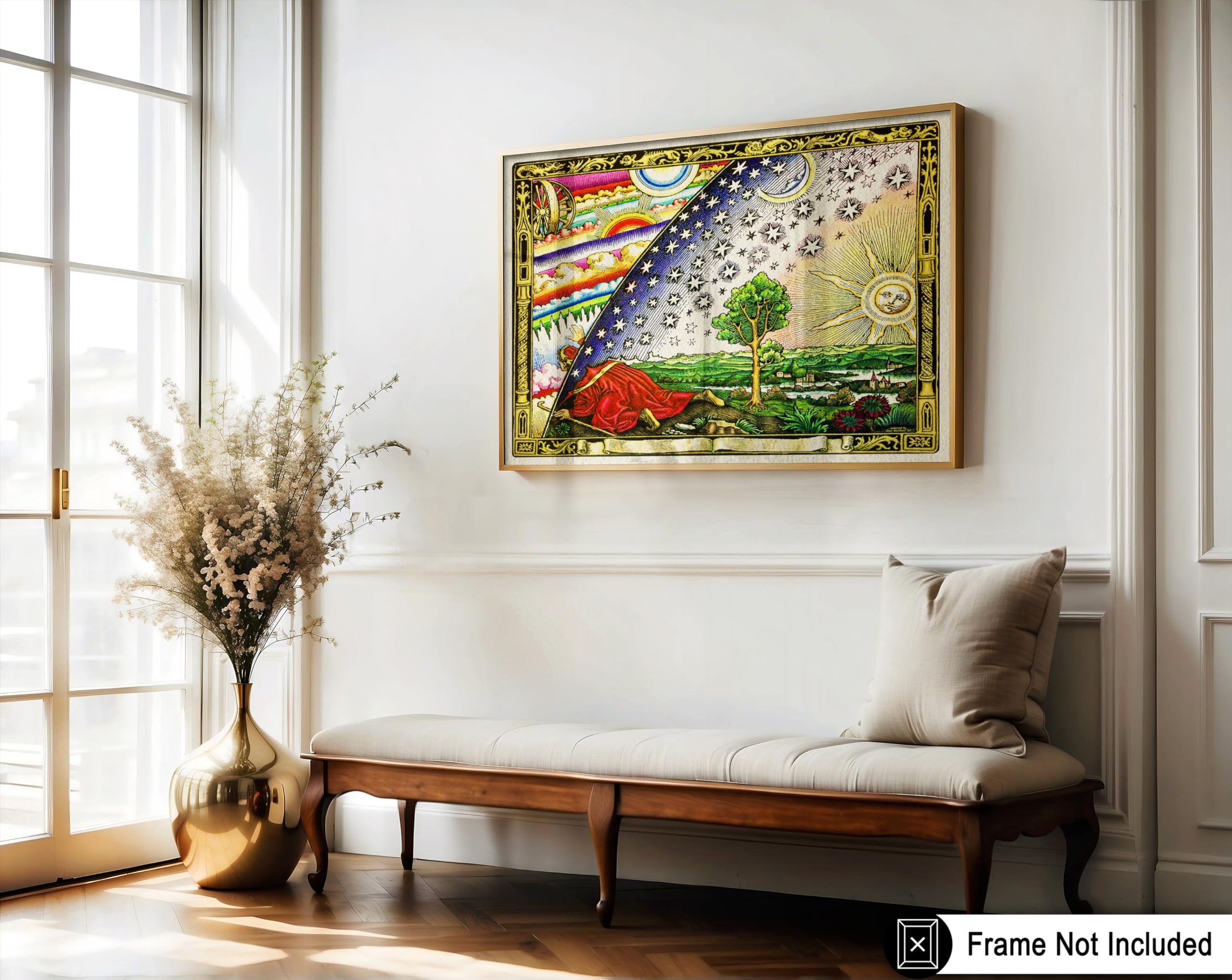 Monem Art Vintage Flat Earth Map Print - Retro Flammarion Engraving Poster - Astronomy Art - Gift for Men & Women - Gothic Decor for Living Room or Bedroom - 8x10 UNFRAMED Wall Art - Image 3