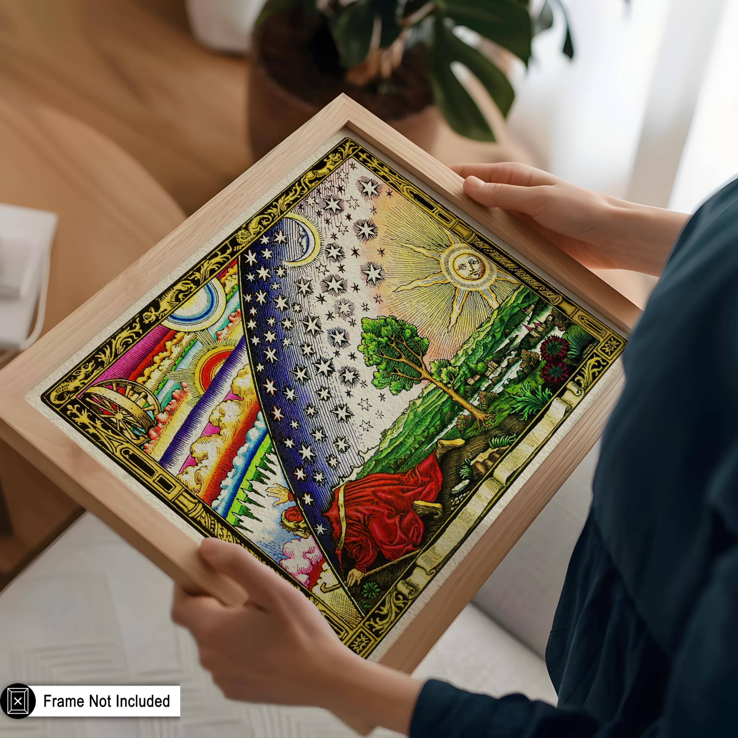 Monem Art Vintage Flat Earth Map Print - Retro Flammarion Engraving Poster - Astronomy Art - Gift for Men & Women - Gothic Decor for Living Room or Bedroom - 8x10 UNFRAMED Wall Art - Image 5