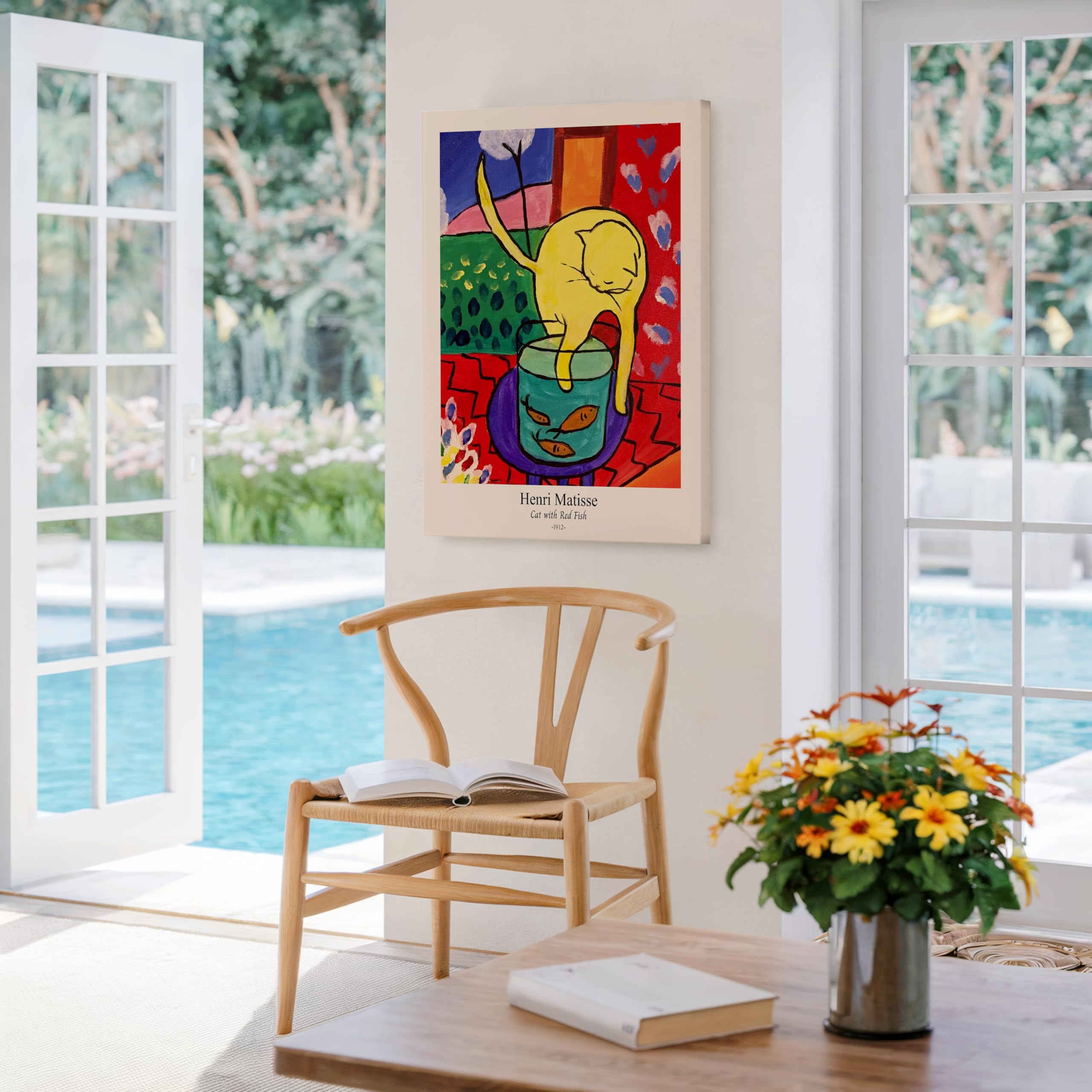 Monem Art Vintage Henri Matisse Canvas - Retro Cat With Red Fish Print - Fine Art - Classic Fauvism Painting - Abstract Animal Art - Living Room Wall Decor - Available in 8x10 to 30x40 - Image 5