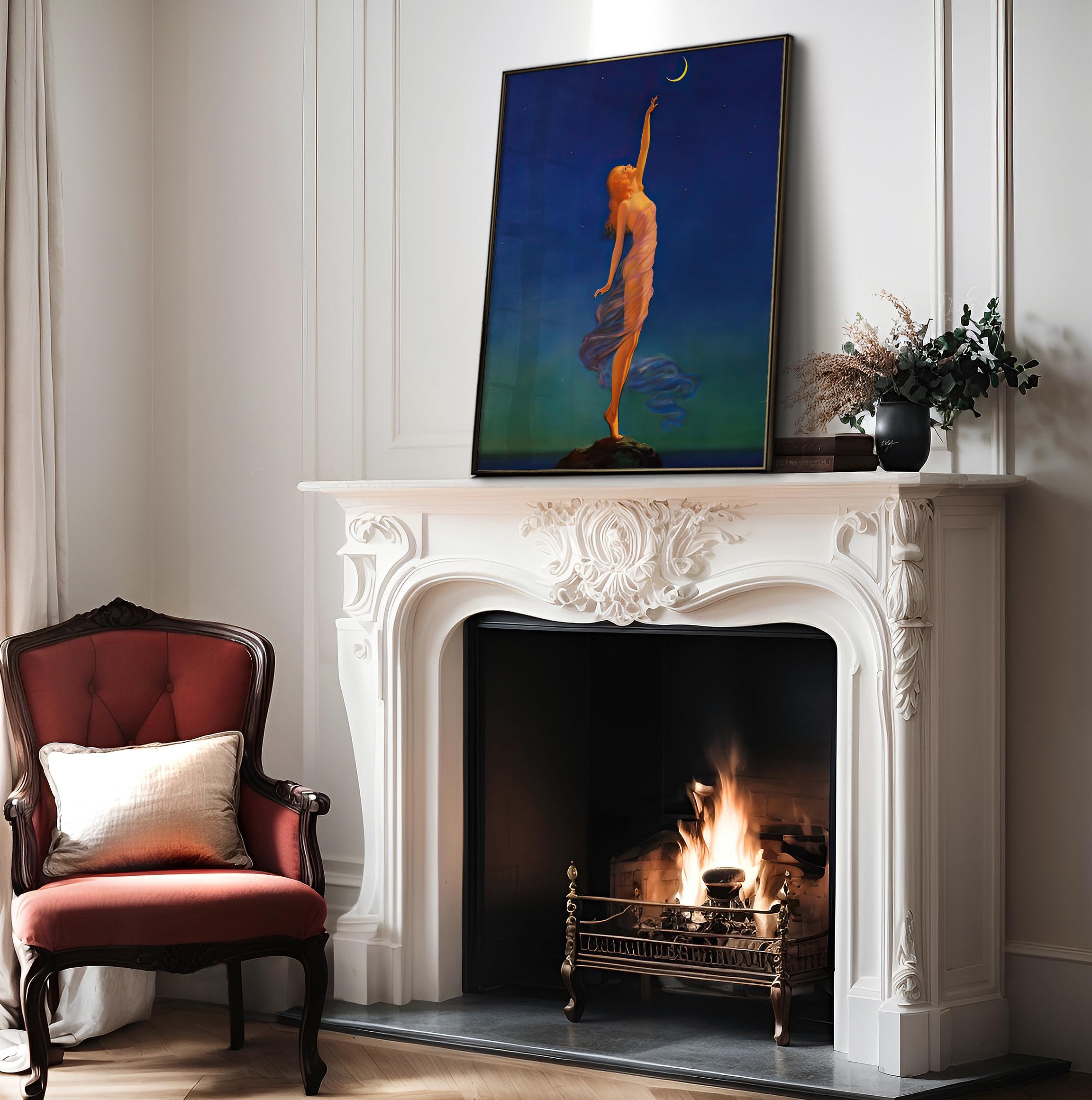 Monem Art Vintage Reaching for the Moon Poster - Retro Crescent Moon Print - Celestial Wall Art - Gift for Men & Women - Lunar Decor for Bedroom, Living Room or Office - 8x10 UNFRAMED Wall Art - Image 4