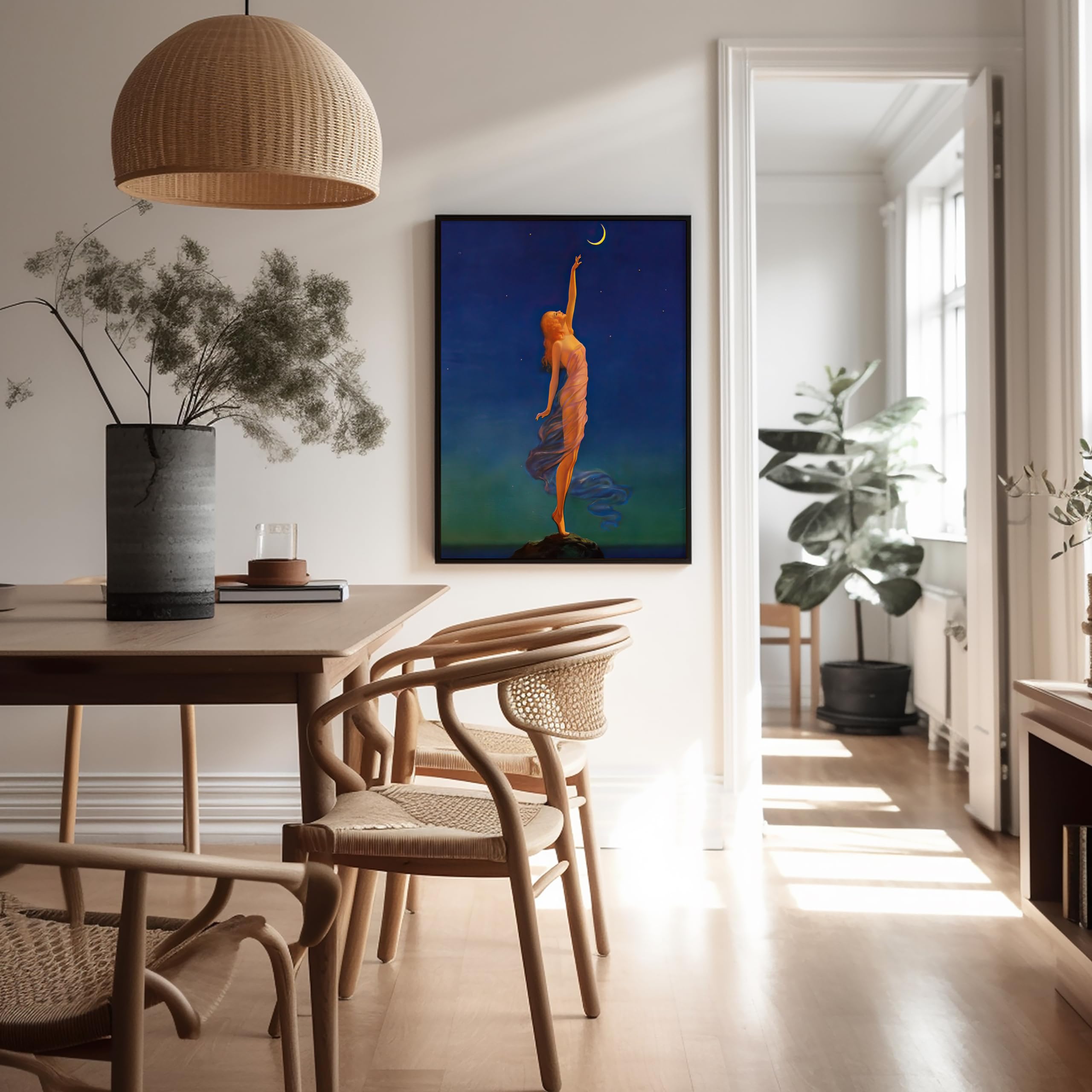 Monem Art Vintage Reaching for the Moon Poster - Retro Crescent Moon Print - Celestial Wall Art - Gift for Men & Women - Lunar Decor for Bedroom, Living Room or Office - 8x10 UNFRAMED Wall Art - Image 5