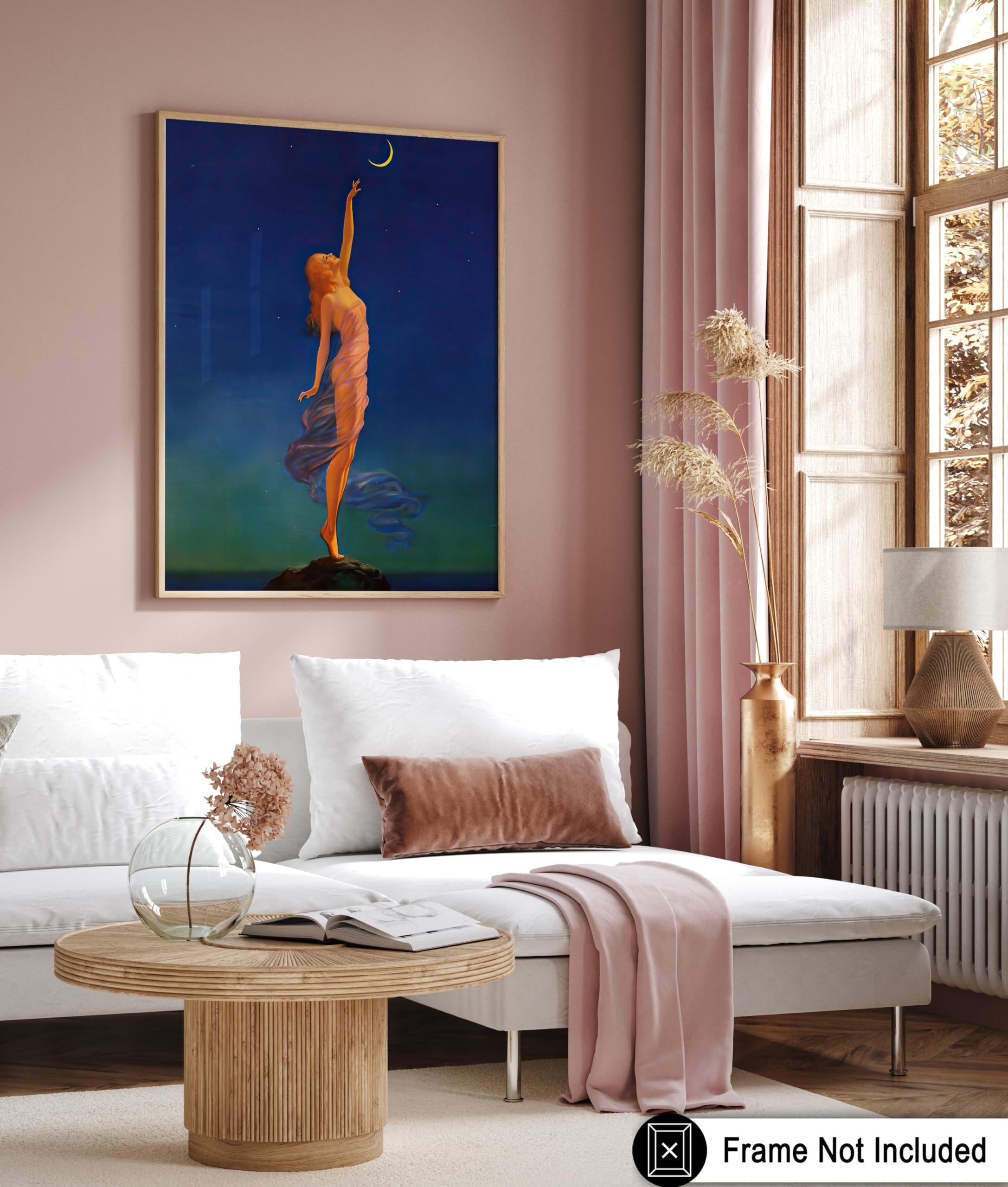 Monem Art Vintage Reaching for the Moon Poster - Retro Crescent Moon Print - Celestial Wall Art - Gift for Men & Women - Lunar Decor for Bedroom, Living Room or Office - 8x10 UNFRAMED Wall Art - Image 6