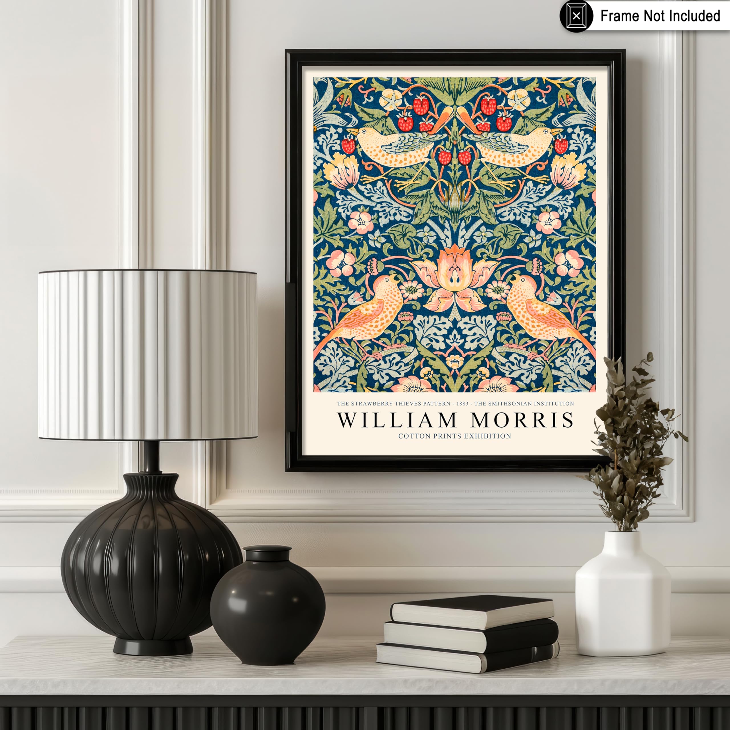 Monem Art Vintage Strawberry Thief Print - Retro William Morris Poster - Flower Pattern Art - Gift for Men & Women - Floral Decor for Bedroom, Living Room or Office - 8x10 UNFRAMED Wall Art - Image 3