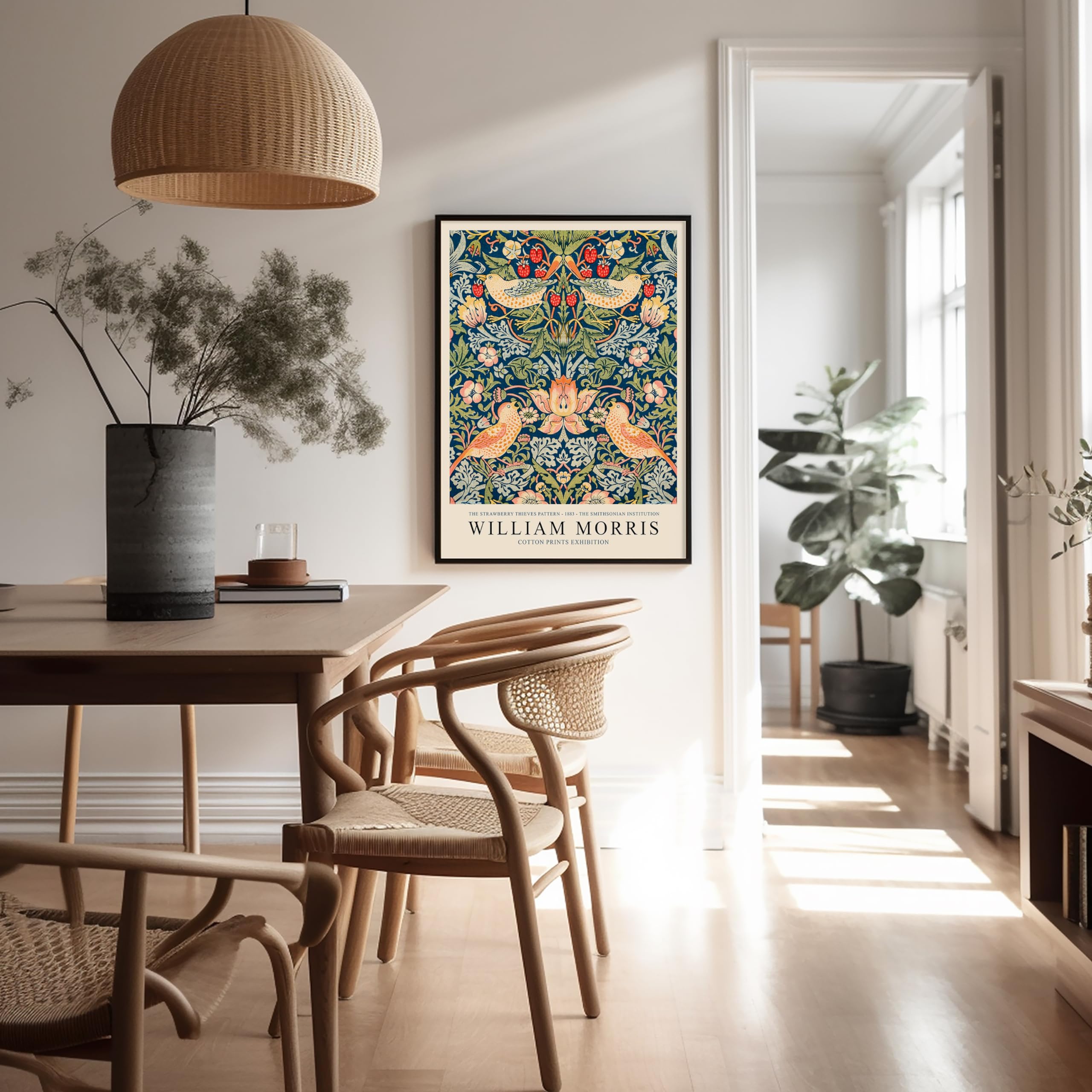 Monem Art Vintage Strawberry Thief Print - Retro William Morris Poster - Flower Pattern Art - Gift for Men & Women - Floral Decor for Bedroom, Living Room or Office - 8x10 UNFRAMED Wall Art - Image 5