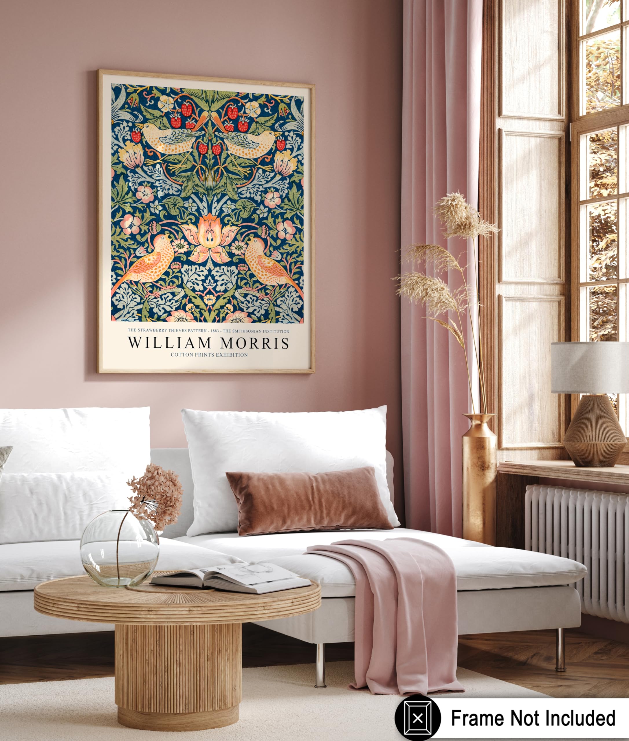 Monem Art Vintage Strawberry Thief Print - Retro William Morris Poster - Flower Pattern Art - Gift for Men & Women - Floral Decor for Bedroom, Living Room or Office - 8x10 UNFRAMED Wall Art - Image 6
