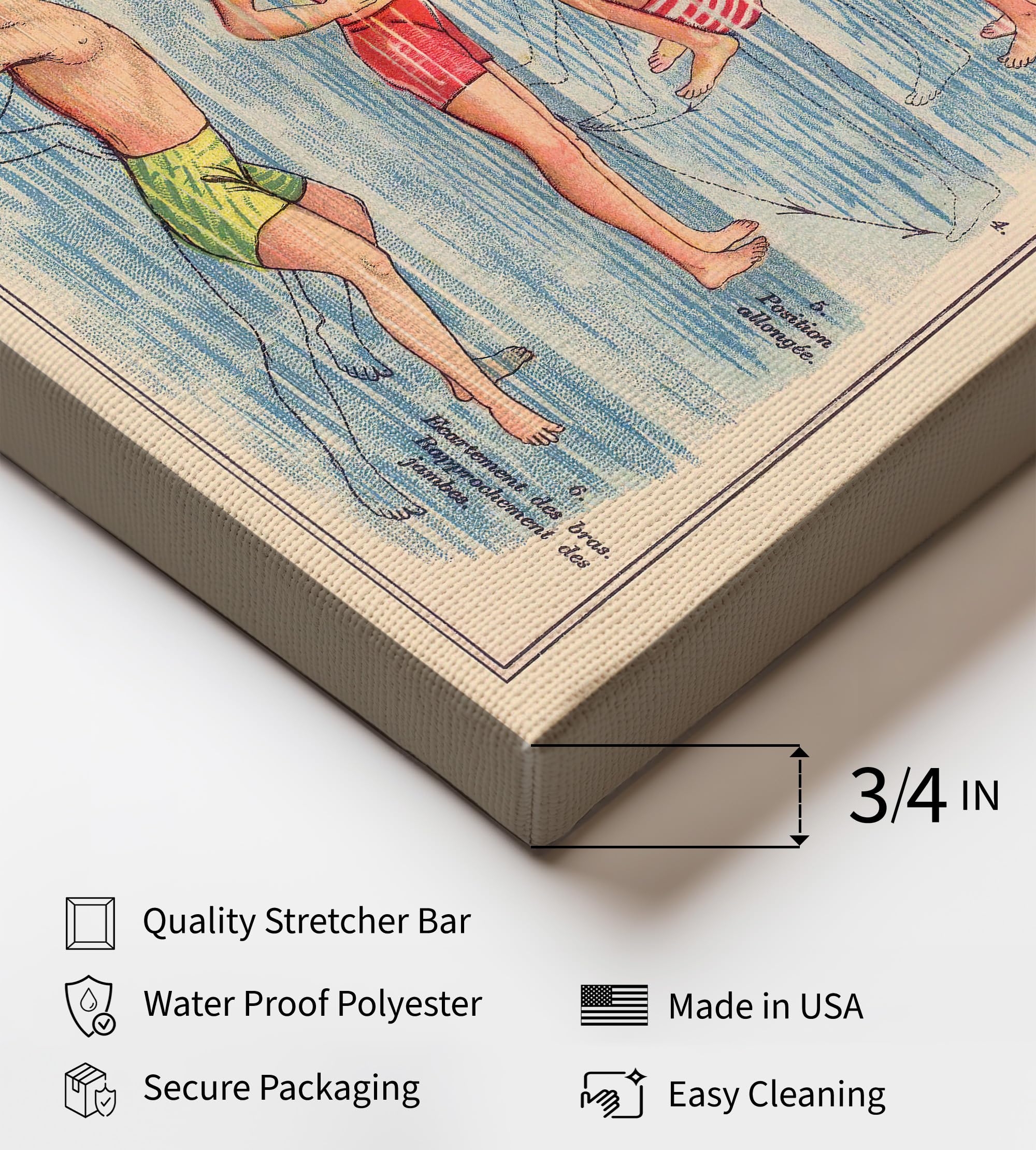 Monem Art Vintage Swimmer Canvas - Retro Swimming Styles Print - Sports Art - Gift for Him, Her, Diver, Swimmer - Chic Wall Decor for Clubhouse, Pool Hall, Bathroom - Available in 8x10 to 30x40 - Image 3