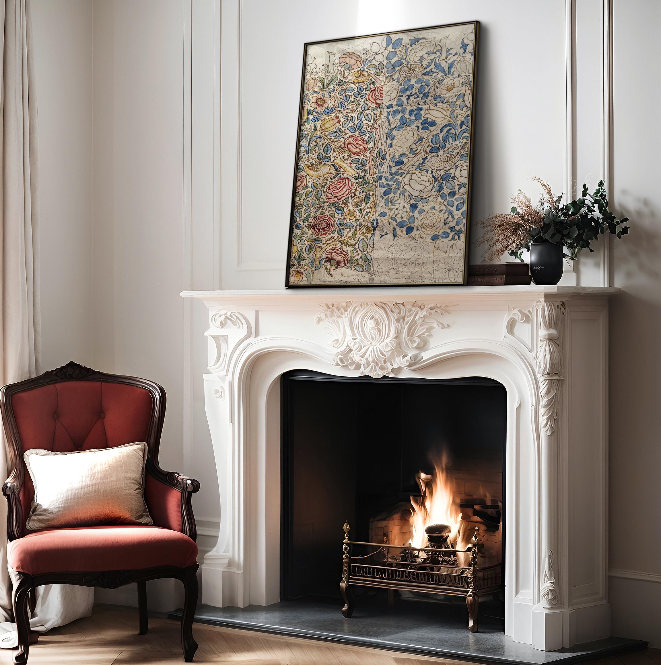 Monem Art Vintage William Morris Poster - Retro Rose Print - Flower Pattern - Bird & Floral Art - Great Office or Flower Shop Decor - 8x10 UNFRAMED Wall Art - Image 4