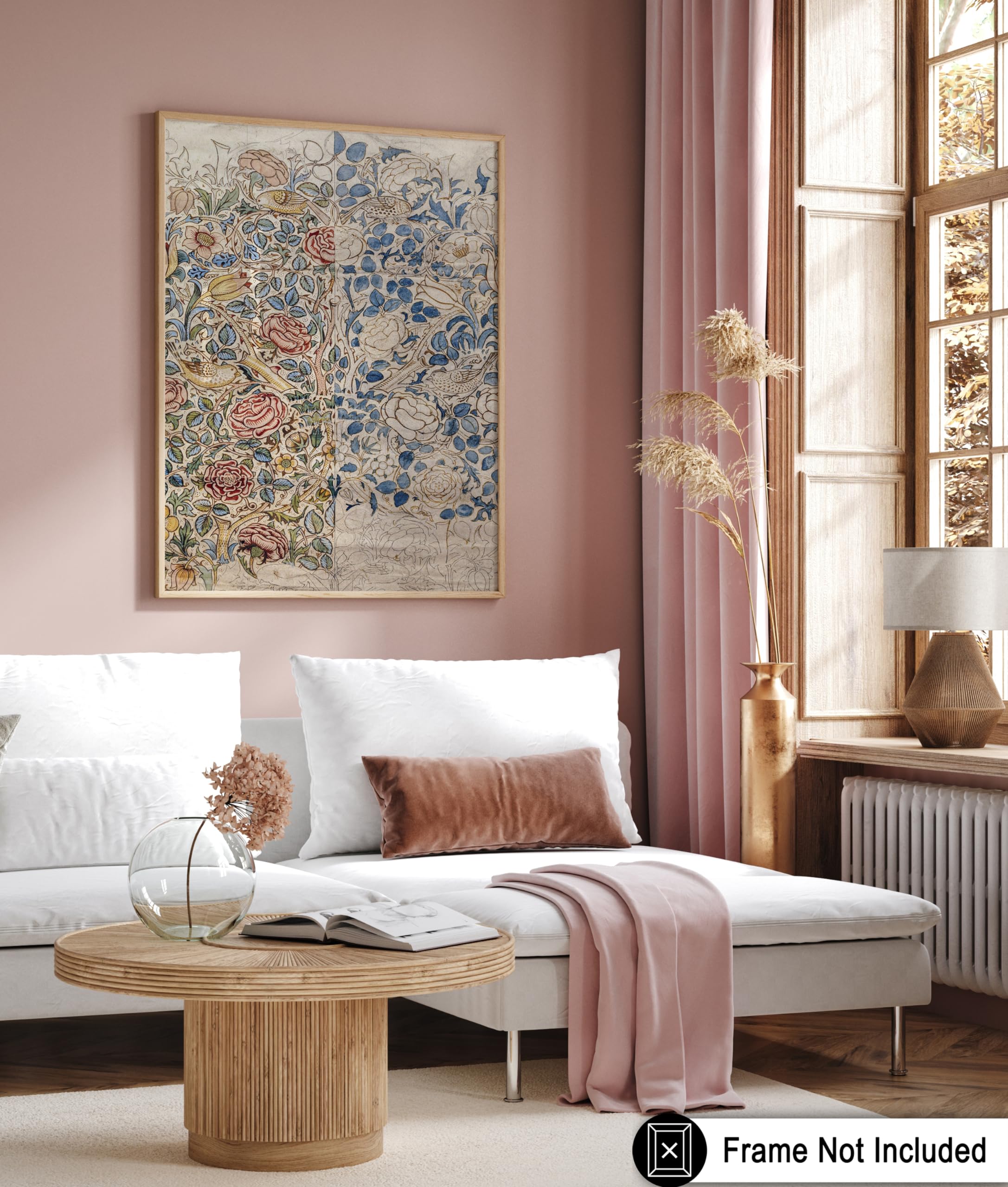 Monem Art Vintage William Morris Poster - Retro Rose Print - Flower Pattern - Bird & Floral Art - Great Office or Flower Shop Decor - 8x10 UNFRAMED Wall Art - Image 6