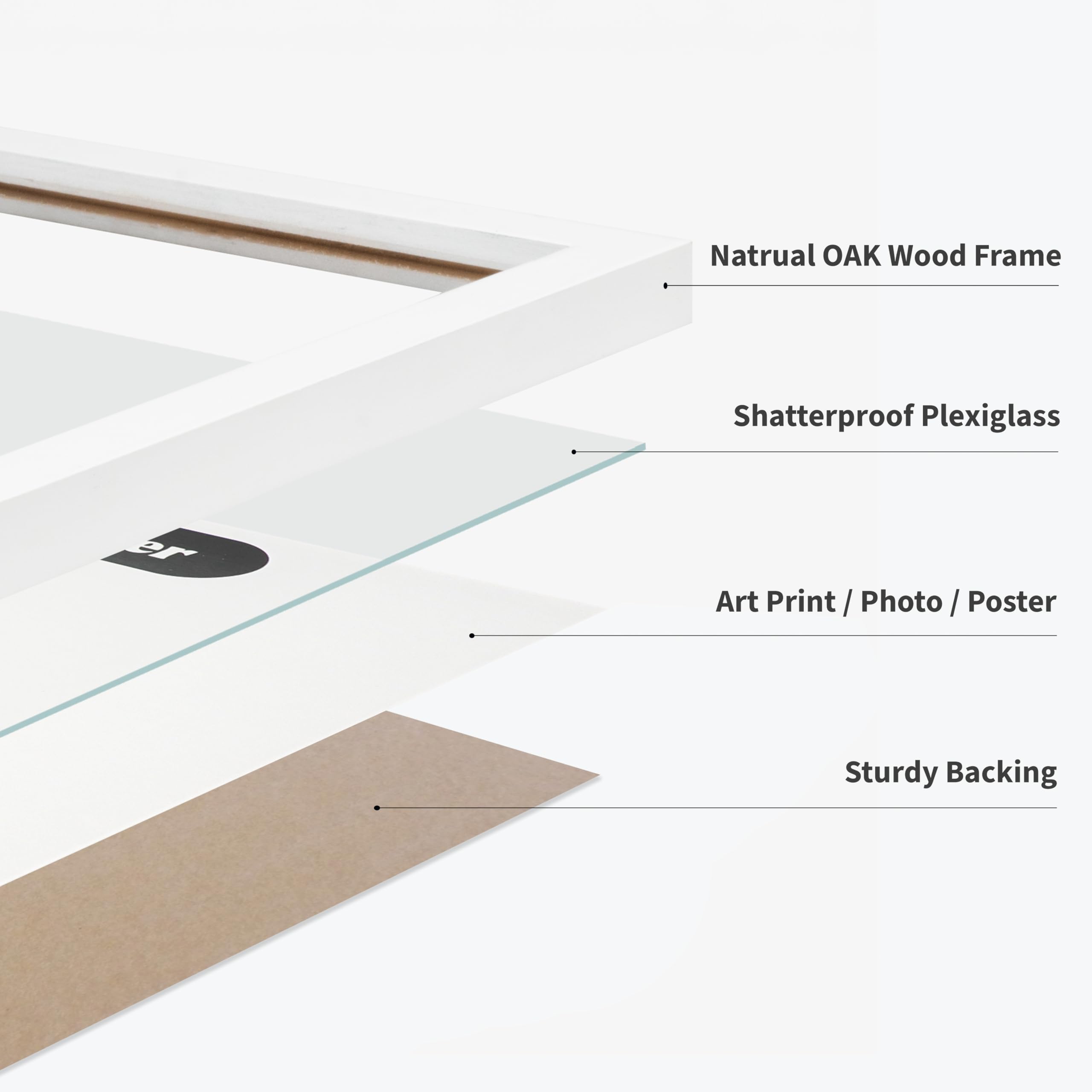 Monem Art White Oak Wood 8x10 Picture Frame - Modern Wood Wall Art Display - Lightweight 8x10 Frame for Art Prints, Photos, Posters - Ready-to-Hang Vertically & Horizontally - Image 4