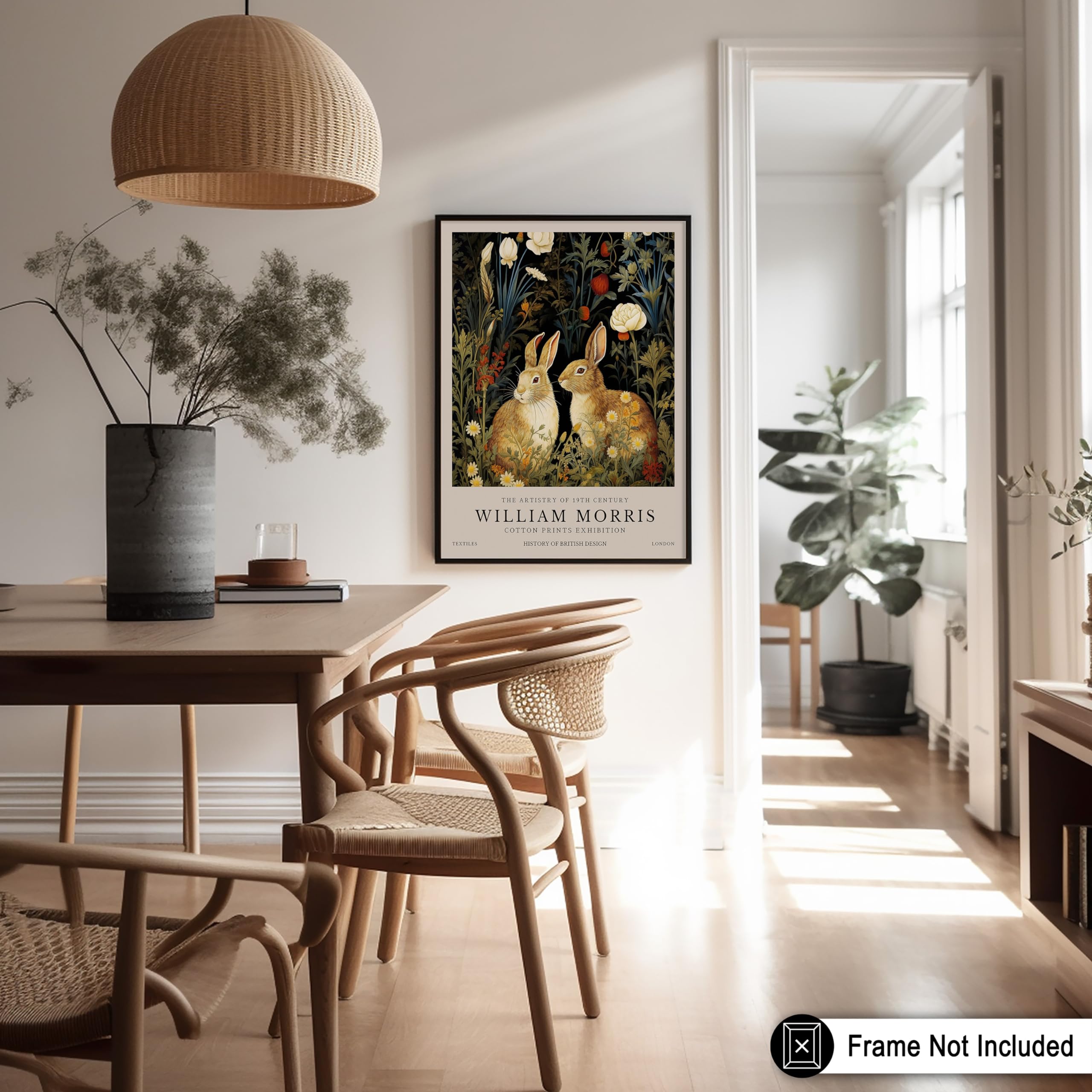 Monem Art William Morris Art - Rabbit Couple Print - Bunnies Illustration - Botanical Design - Exhibition Piece - Animal Print - Forest Decor - Aesthetic Living Room or Bedroom Art - 8x10 UNFRAMED - Image 5