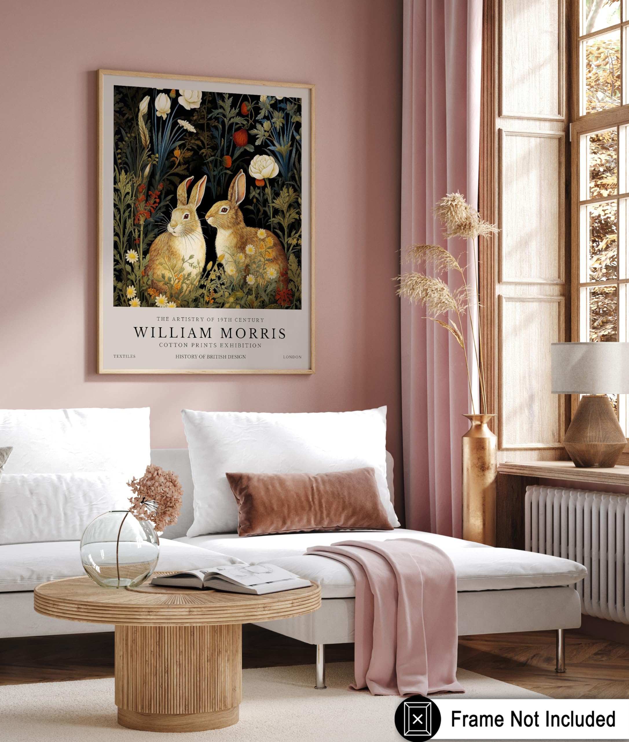Monem Art William Morris Art - Rabbit Couple Print - Bunnies Illustration - Botanical Design - Exhibition Piece - Animal Print - Forest Decor - Aesthetic Living Room or Bedroom Art - 8x10 UNFRAMED - Image 6