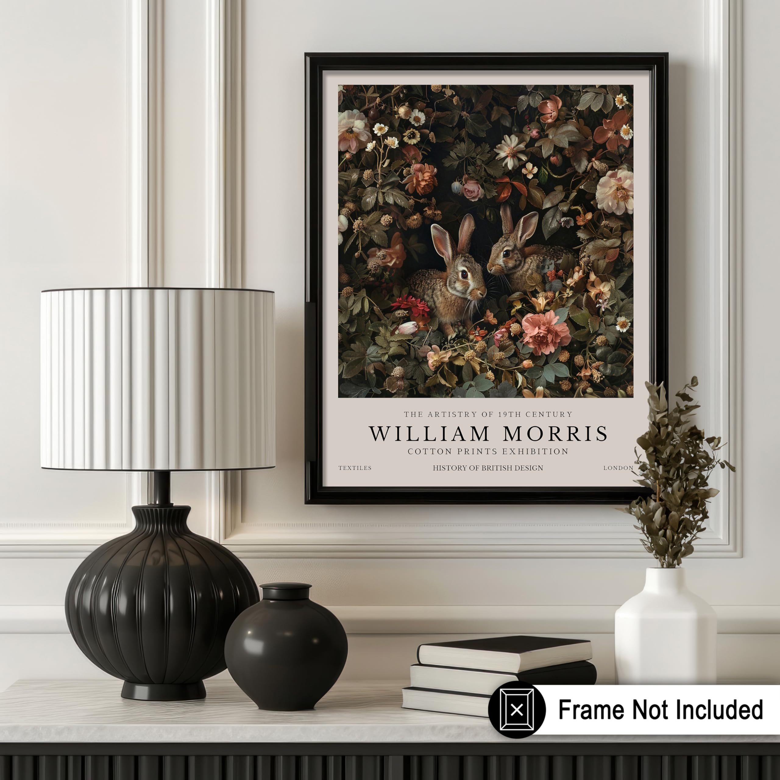 Monem Art William Morris Poster - Bunny Couple & Botanical Print - Exhibition Art - Farmhouse Decor - Aesthetic Living Room Decor - 8x10 UNFRAMED Wall Print - Image 3