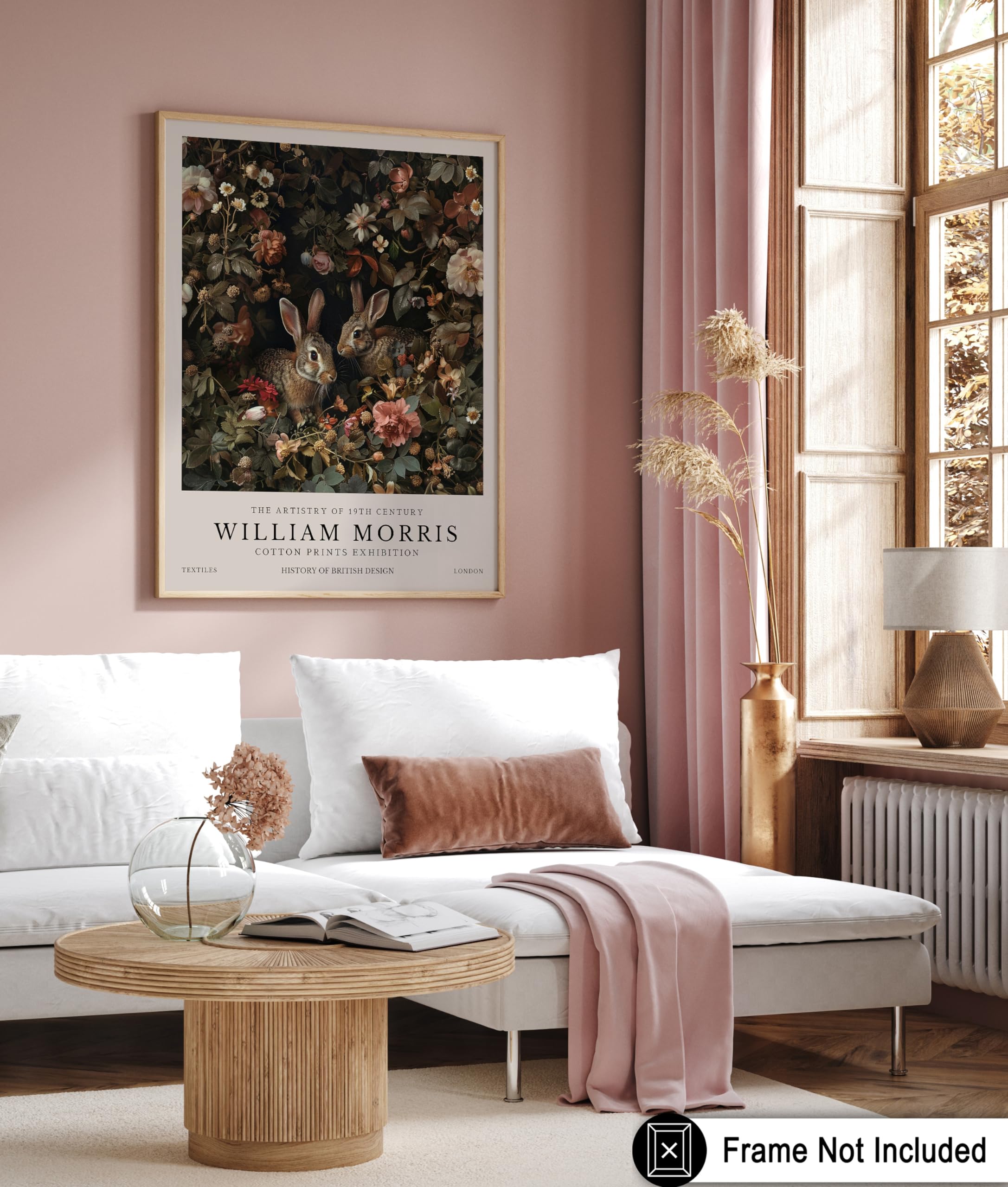 Monem Art William Morris Poster - Bunny Couple & Botanical Print - Exhibition Art - Farmhouse Decor - Aesthetic Living Room Decor - 8x10 UNFRAMED Wall Print - Image 6