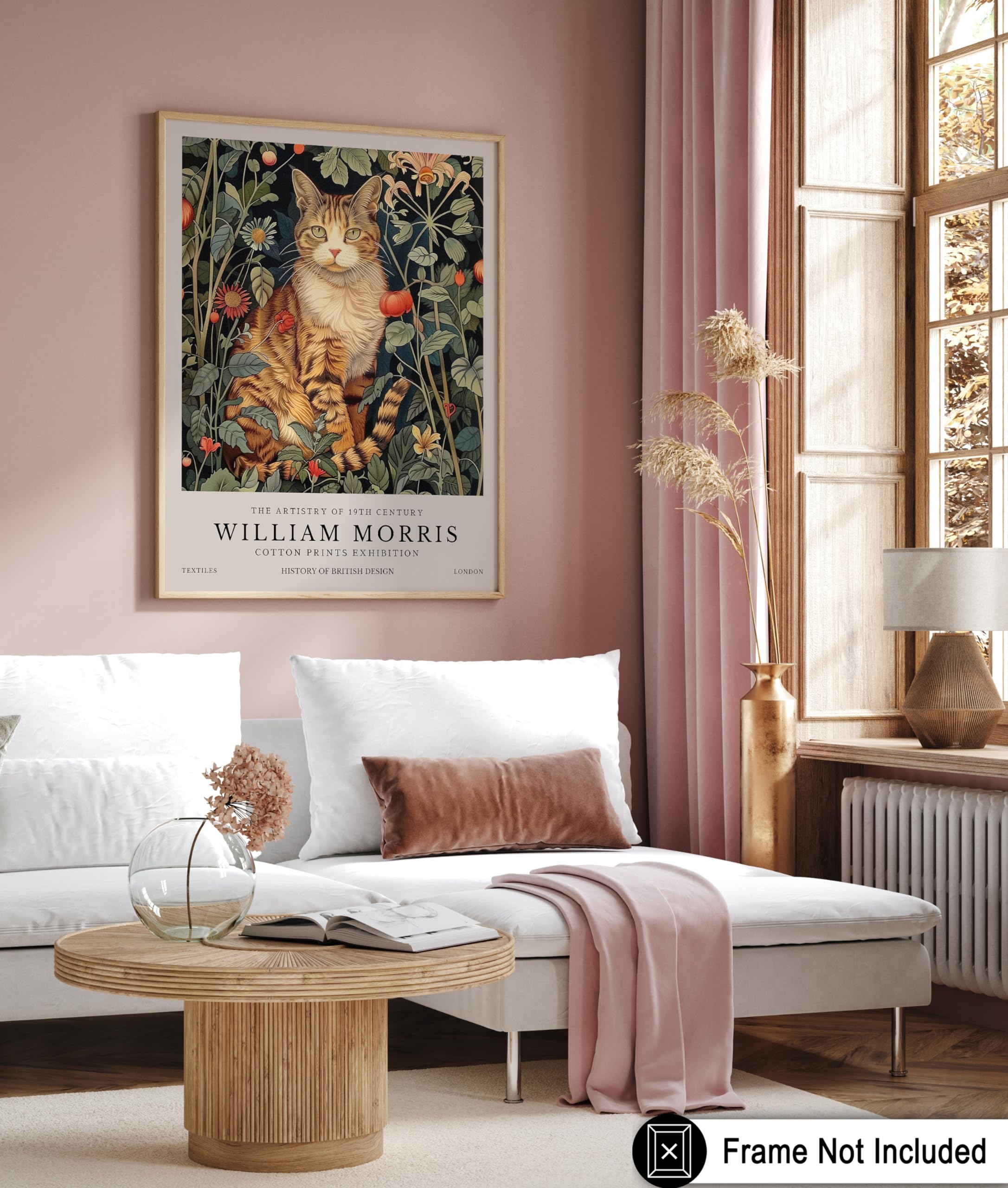 Monem Art William Morris Poster - Cat Print - Kitten & Flower Art - Kitty Art - Botanical & Exhibition Design - Animal and Floral Art - Bedroom or Office Decor - 8x10 UNFRAMED Wall Art - Image 6