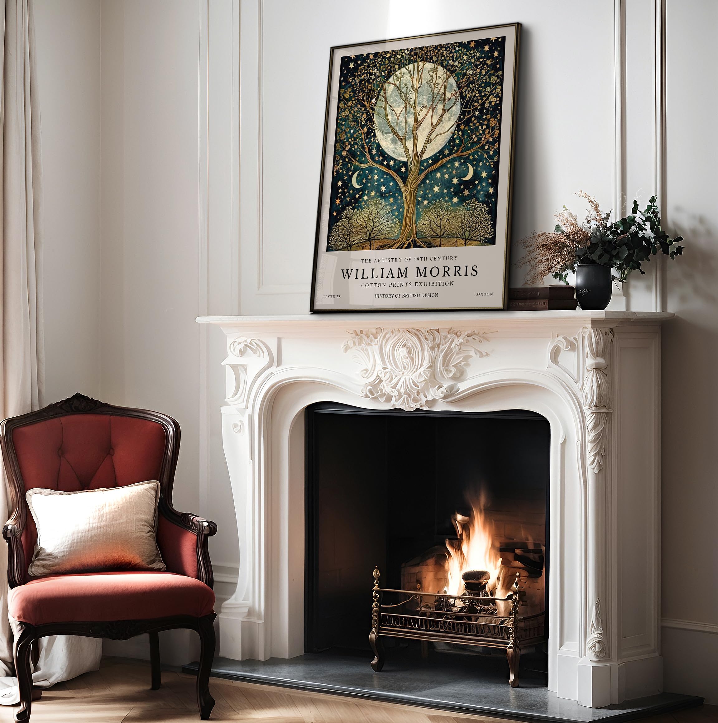 Monem Art William Morris Poster - Tree of Life Print - Moon Art - Stars & Flower Design - Exhibition & Textile Print - Floral Style - Great Bedroom Decor - 8x10 UNFRAMED Wall Art - Image 4