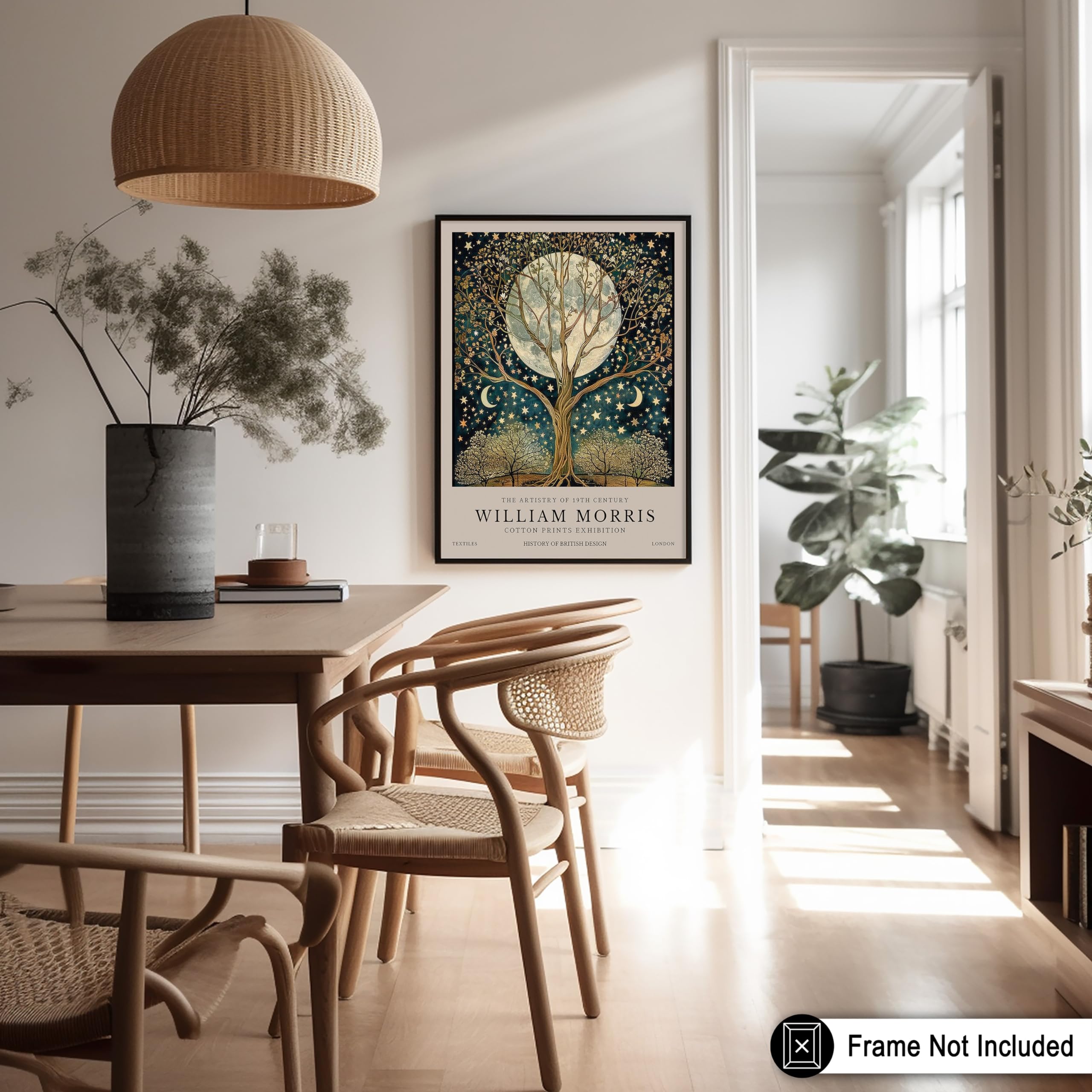 Monem Art William Morris Poster - Tree of Life Print - Moon Art - Stars & Flower Design - Exhibition & Textile Print - Floral Style - Great Bedroom Decor - 8x10 UNFRAMED Wall Art - Image 5