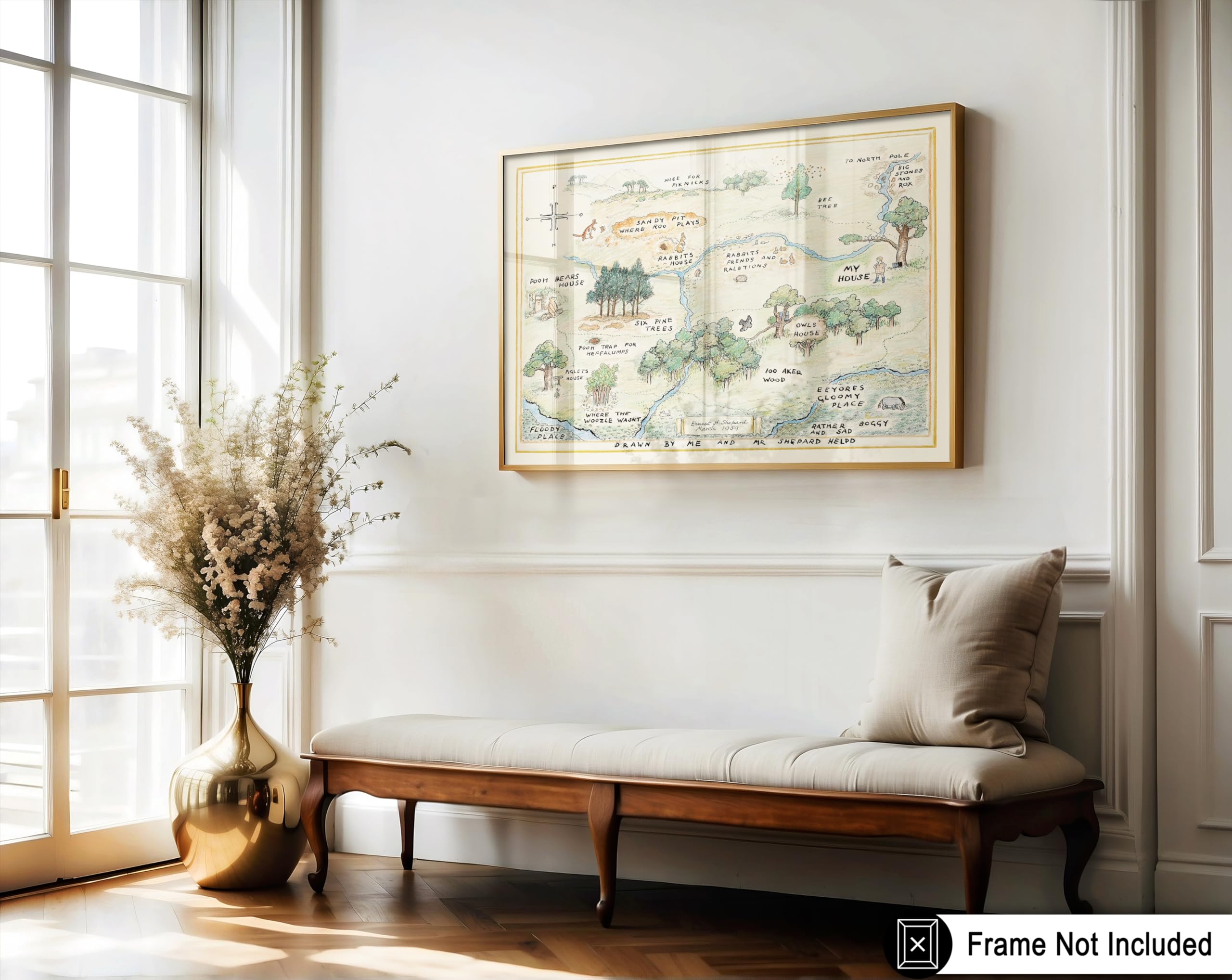 Monem Art Winnie Pooh Poster - Hundred Acre Woods Map Print - Story Book Art - Gift for Boys, Girls & Parents - Chic Decor for Bedroom, Living Room, Nursery or Kid's Room - 8x10 UNFRAMED Wall Art - Image 3