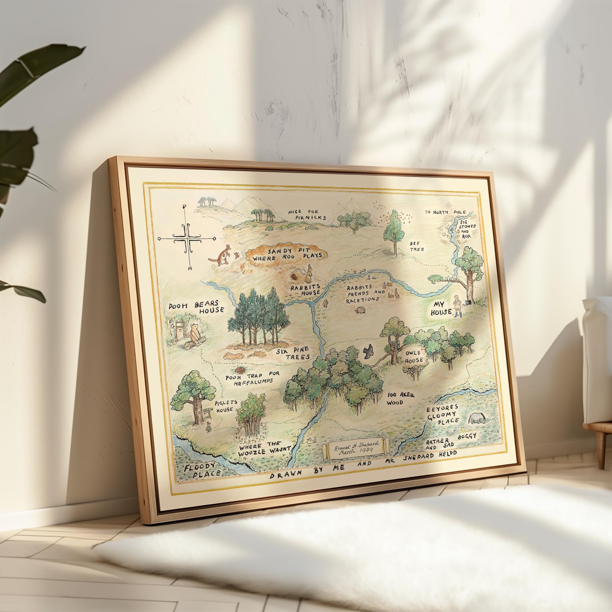 Monem Art Winnie Pooh Poster - Hundred Acre Woods Map Print - Story Book Art - Gift for Boys, Girls & Parents - Chic Decor for Bedroom, Living Room, Nursery or Kid's Room - 8x10 UNFRAMED Wall Art - Image 4