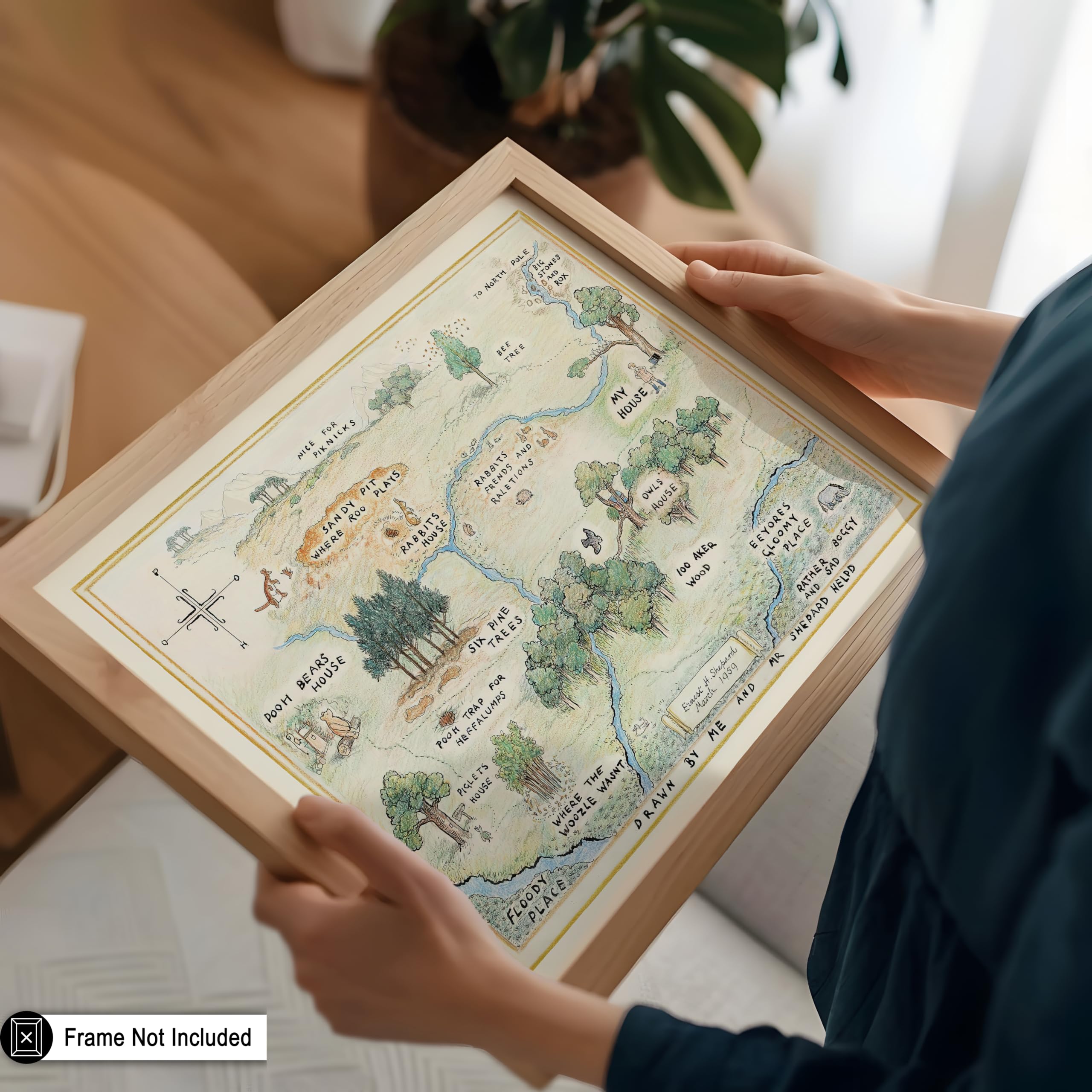Monem Art Winnie Pooh Poster - Hundred Acre Woods Map Print - Story Book Art - Gift for Boys, Girls & Parents - Chic Decor for Bedroom, Living Room, Nursery or Kid's Room - 8x10 UNFRAMED Wall Art - Image 5