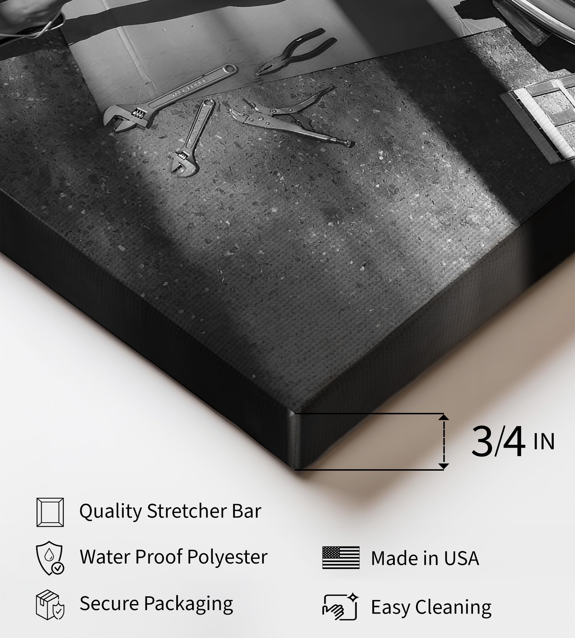 Monem Art Woman Classic Car Canvas - Sexy Mechanic Print - Girly Car Enthusiast Art - Black and White Photography - Great Garage or Bedroom Decor - Available in 8x10 to 30x40 - Image 3