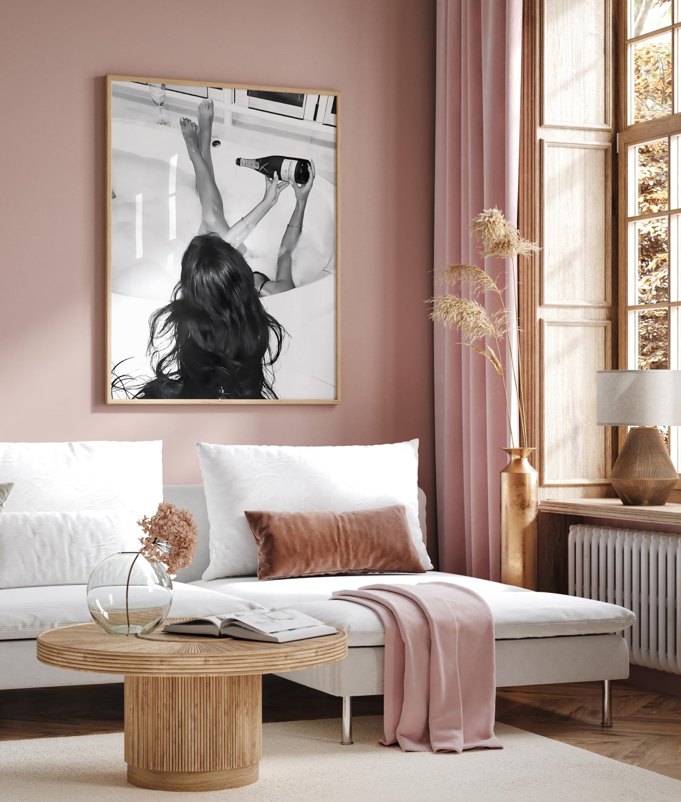 Monem Art Woman In Bathtub Poster - Pouring Champagne Print - Alcohol & Funky Art - Black and White Design - Photography Print - Chic Girl's Bedroom or Bathroom Wall Decor - 8x10 UNFRAMED Wall Art - Image 6