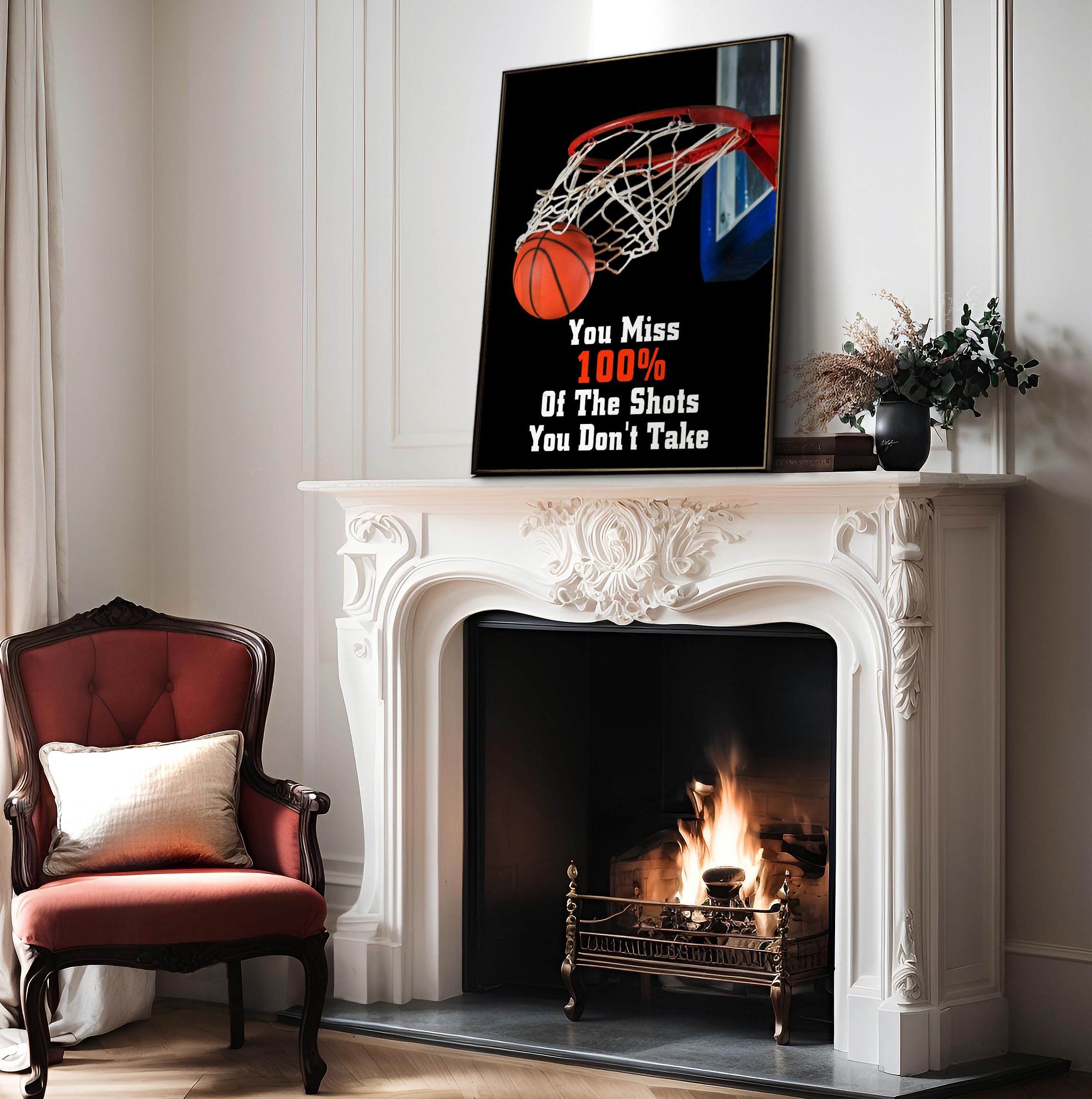 Monem Art You Miss 100% Of The Shots You Don't Take Print - Sports Poster - Basketball Art - Positive Quote Wall Design - Basketball Hoop & Ball Art - Great Gym Decor - 8x10 UNFRAMED Wall Art - Image 4