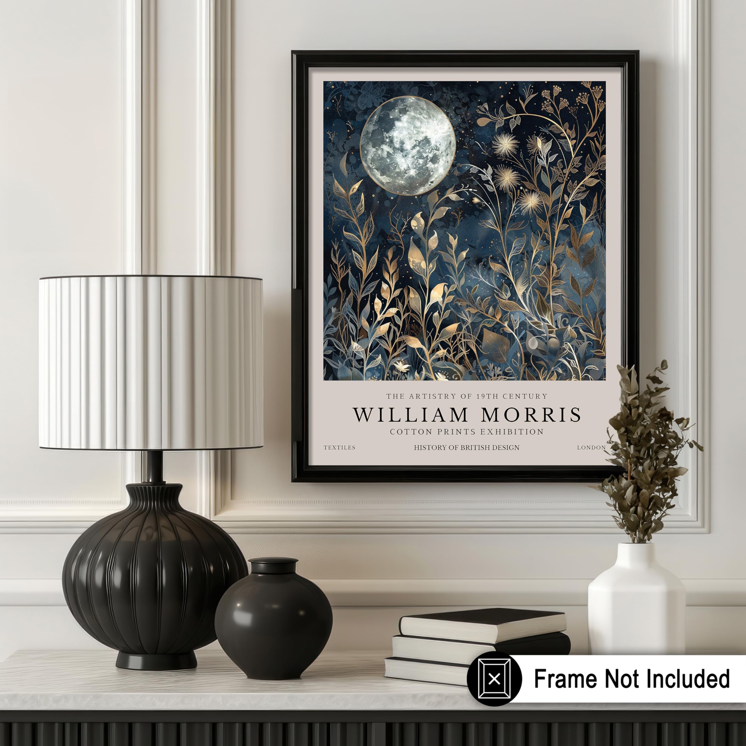 William Morris Poster - Night Sky Print - Moon Art - Flower Art - Botanical Design - Animal Illustration - Exhibition Display - Floral Print - Aesthetic Office or Bedroom Decor - 8x10 UNFRAMED Wall Art - Image 3