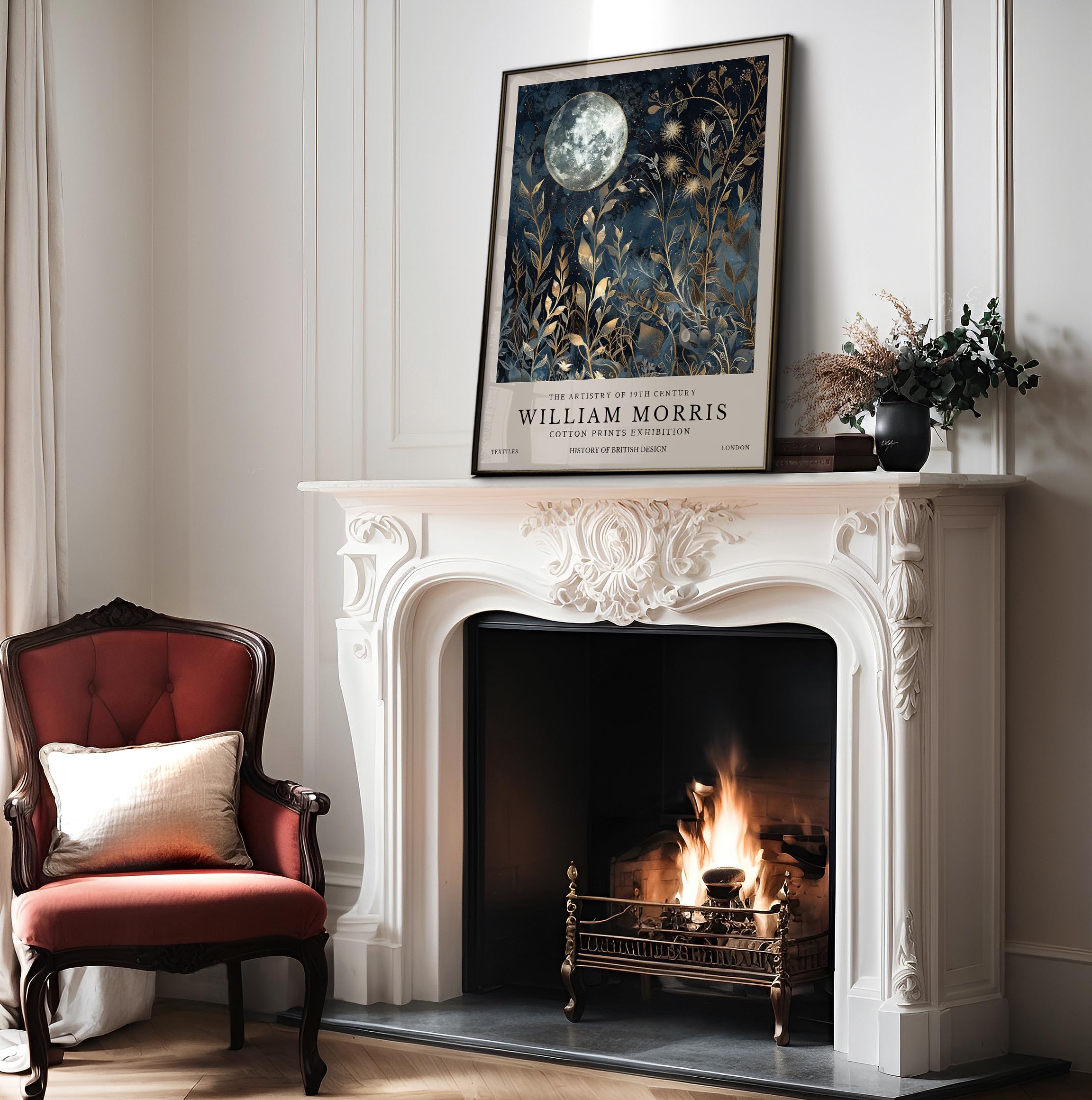 William Morris Poster - Night Sky Print - Moon Art - Flower Art - Botanical Design - Animal Illustration - Exhibition Display - Floral Print - Aesthetic Office or Bedroom Decor - 8x10 UNFRAMED Wall Art - Image 4