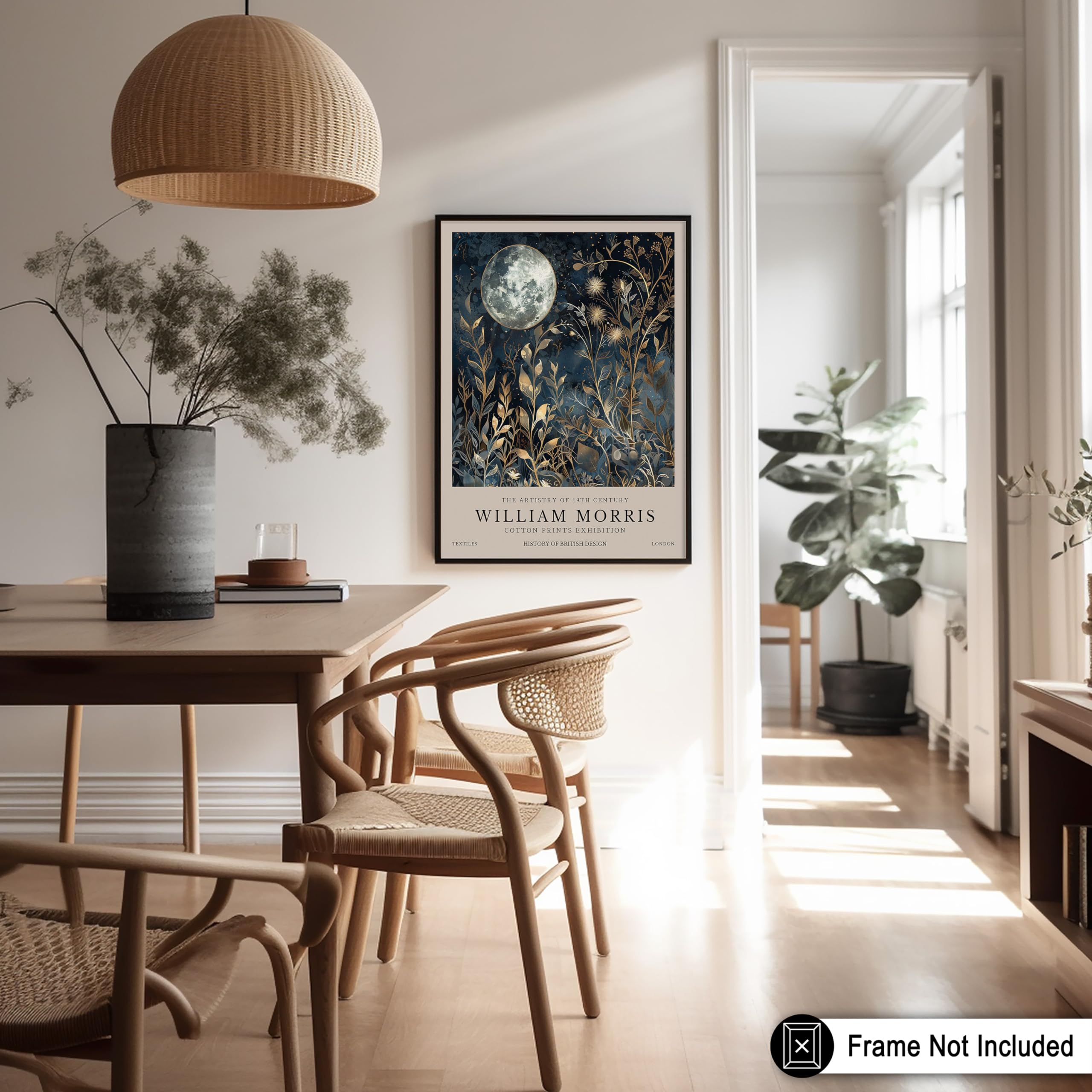 William Morris Poster - Night Sky Print - Moon Art - Flower Art - Botanical Design - Animal Illustration - Exhibition Display - Floral Print - Aesthetic Office or Bedroom Decor - 8x10 UNFRAMED Wall Art - Image 5